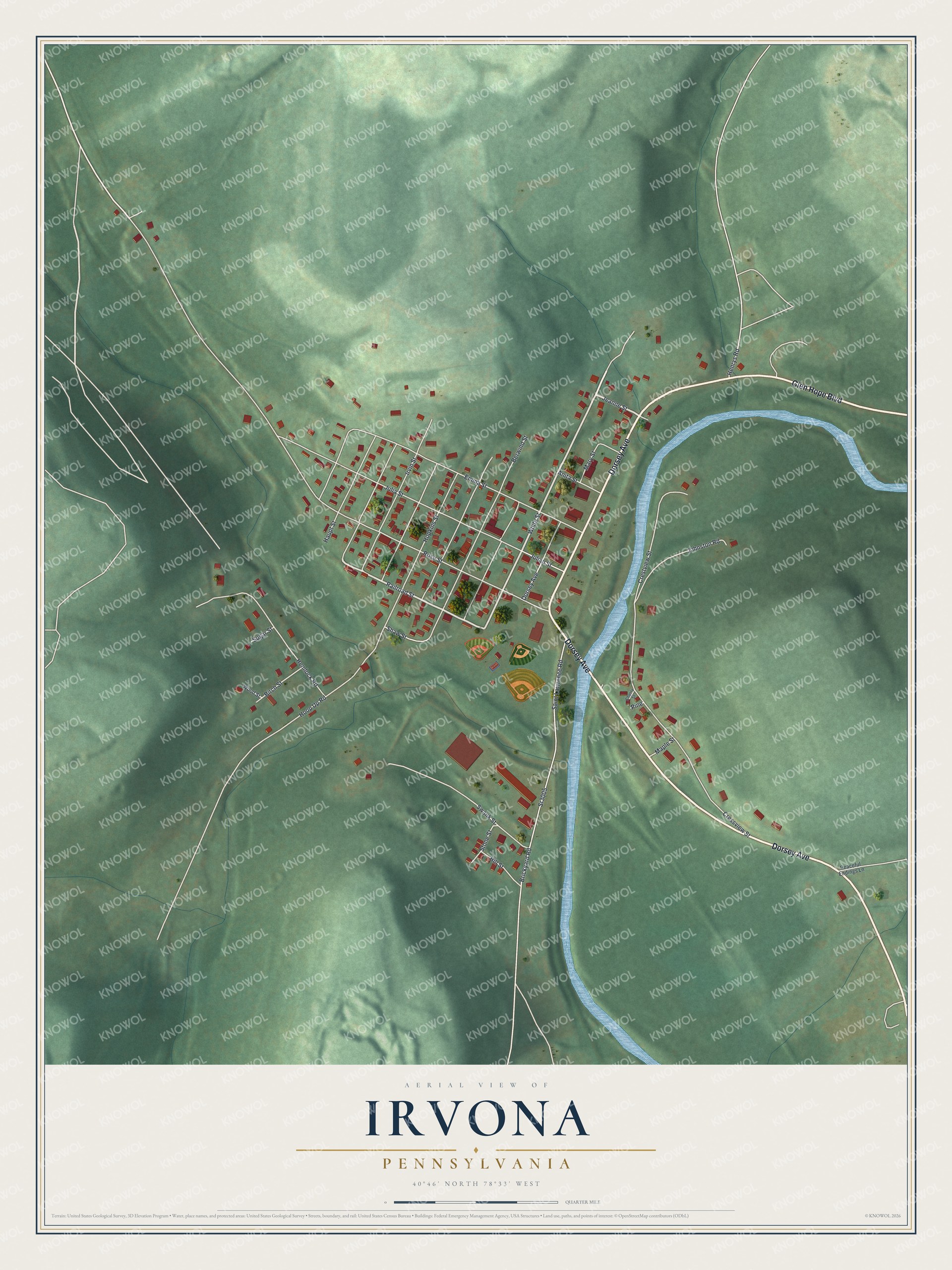 Watermarked full-map preview of Irvona, Pennsylvania
