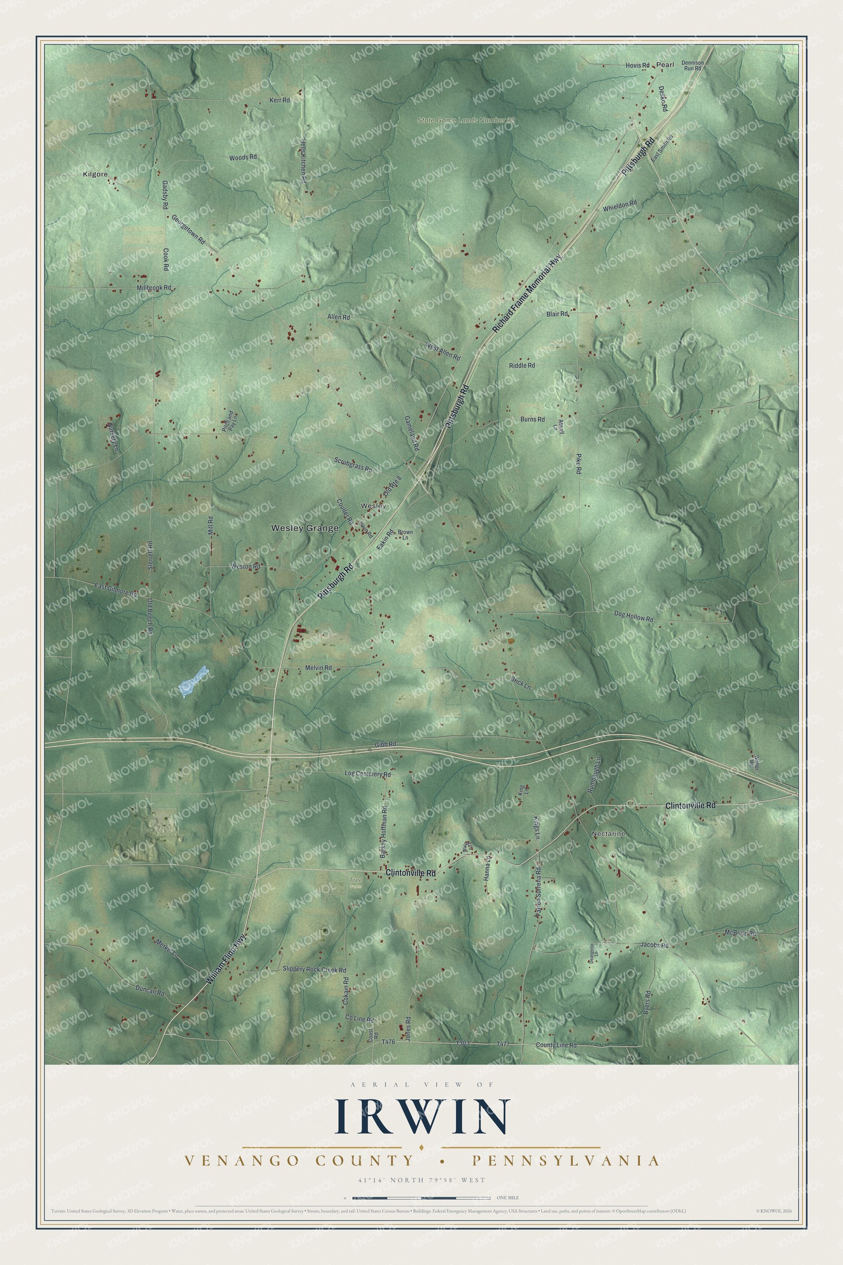 Watermarked full-map preview of Irwin, Pennsylvania