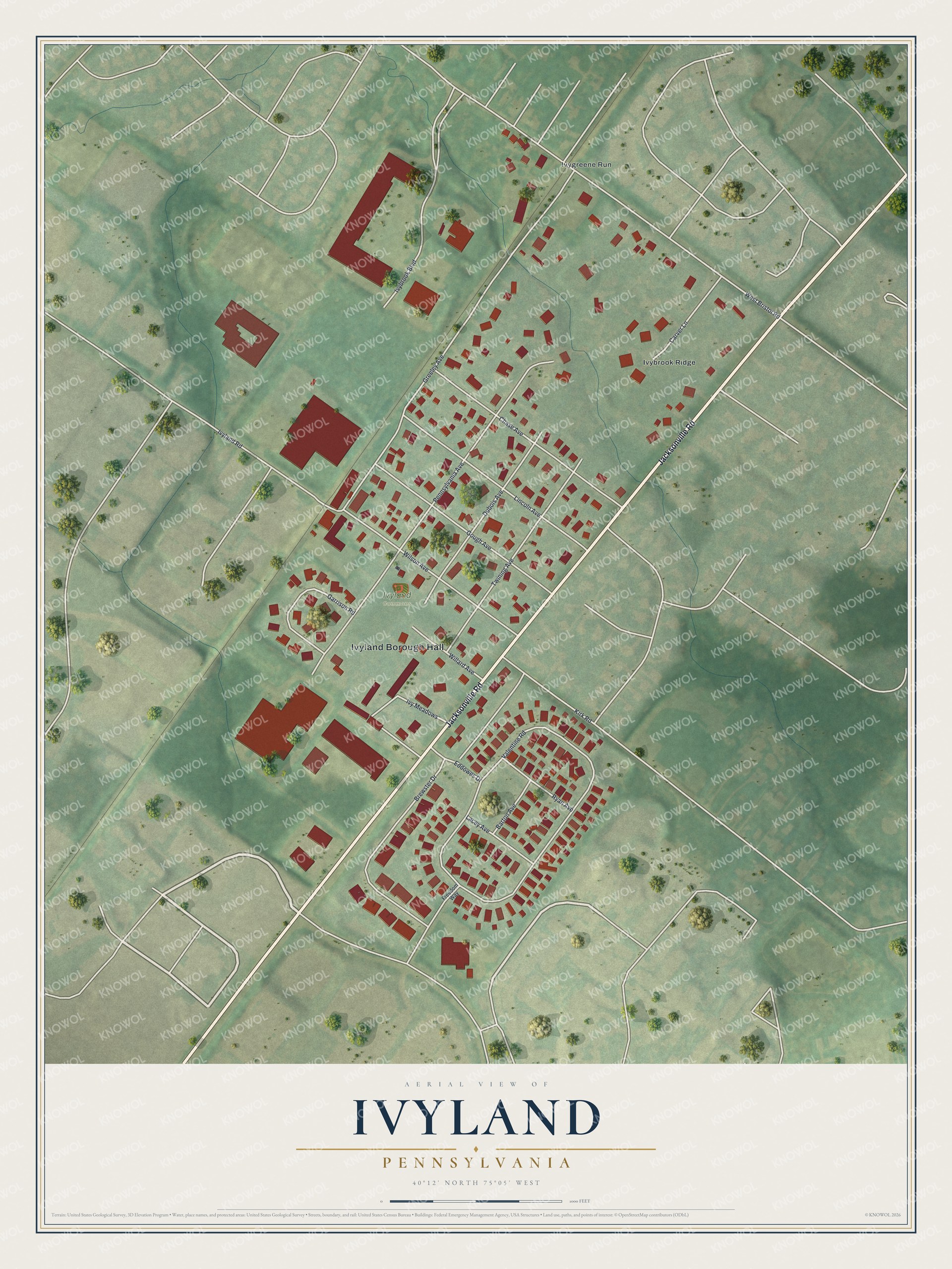 Watermarked full-map preview of Ivyland, Pennsylvania