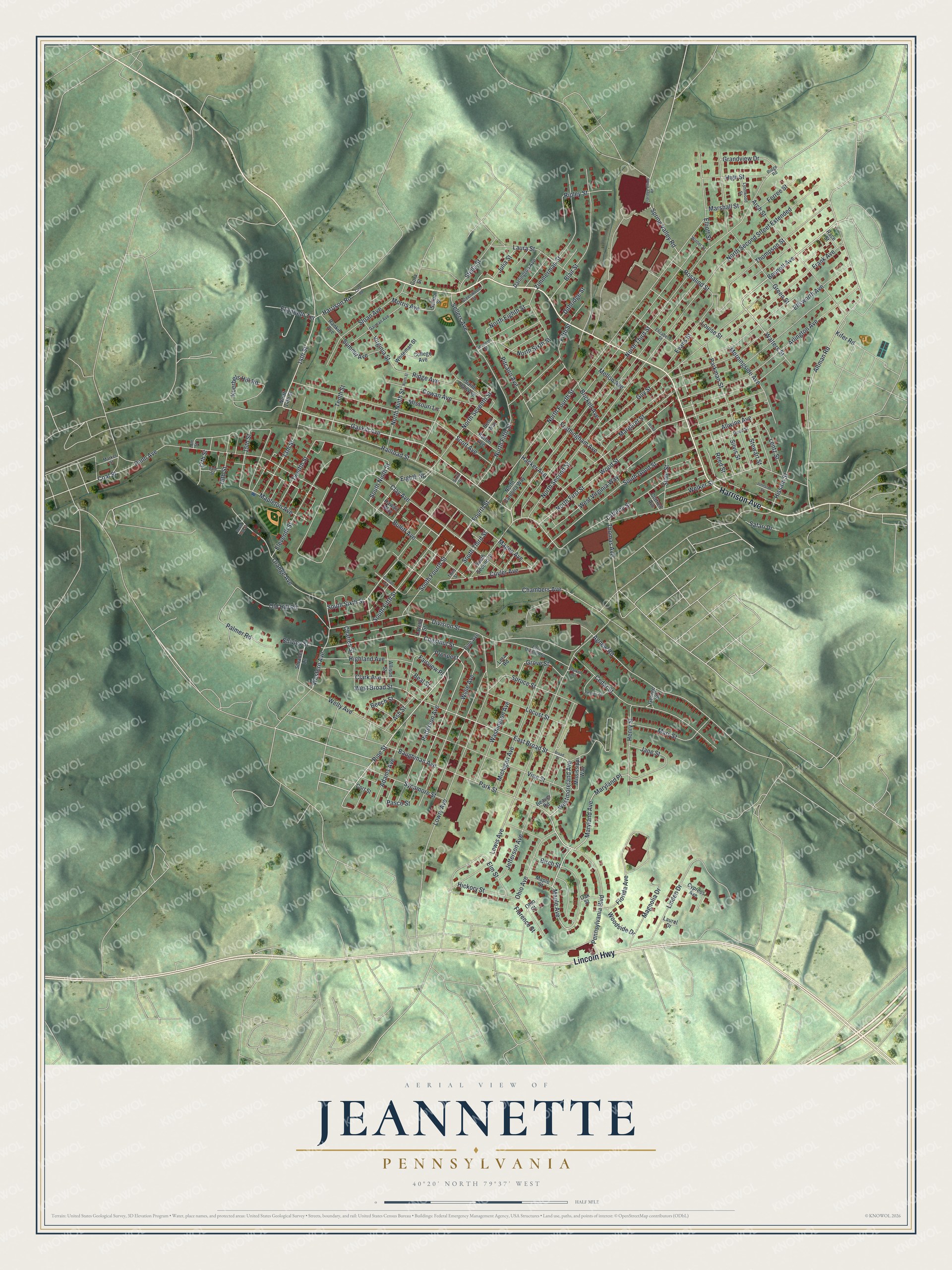 Watermarked full-map preview of Jeannette, Pennsylvania