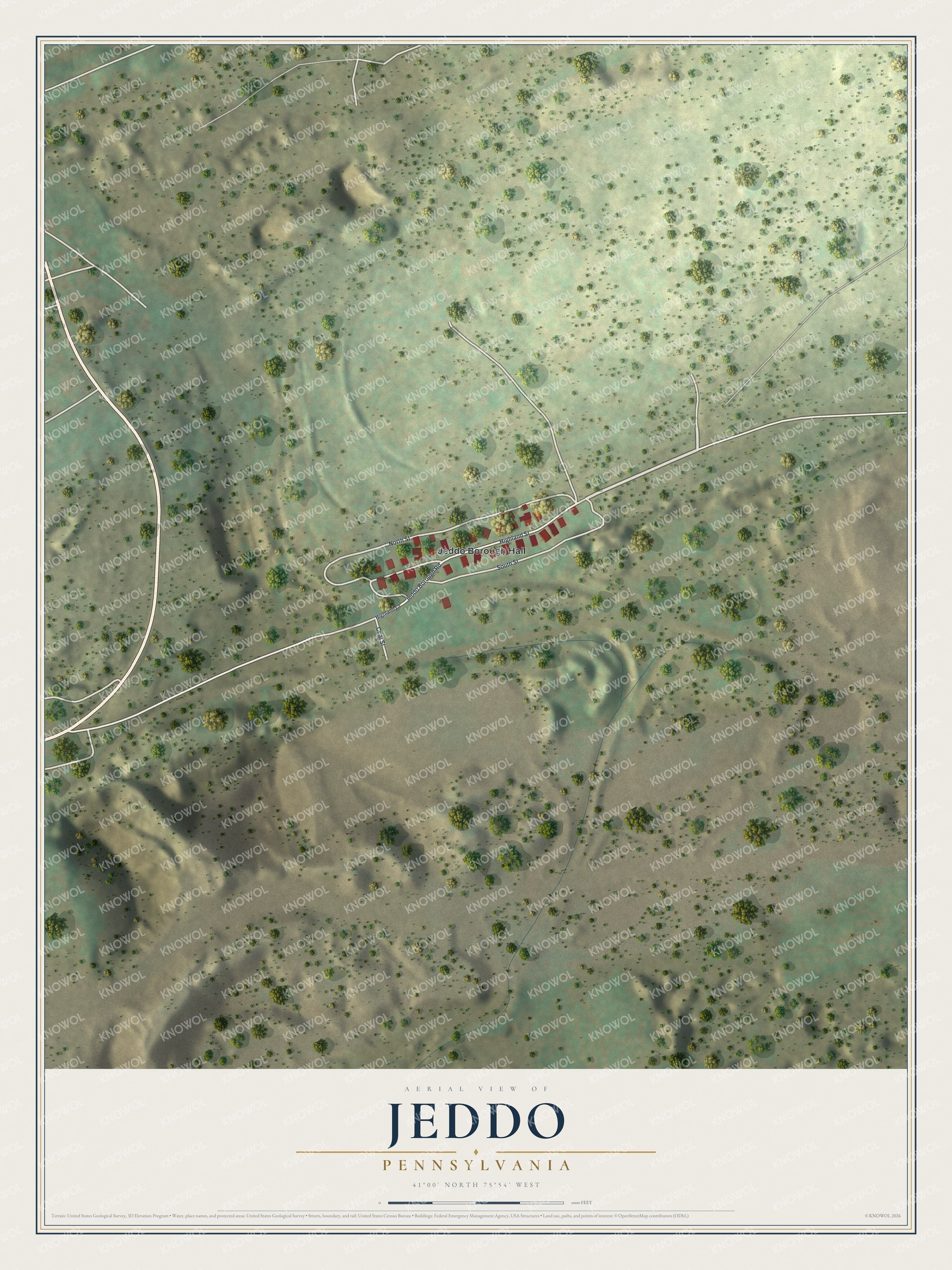 Watermarked full-map preview of Jeddo, Pennsylvania