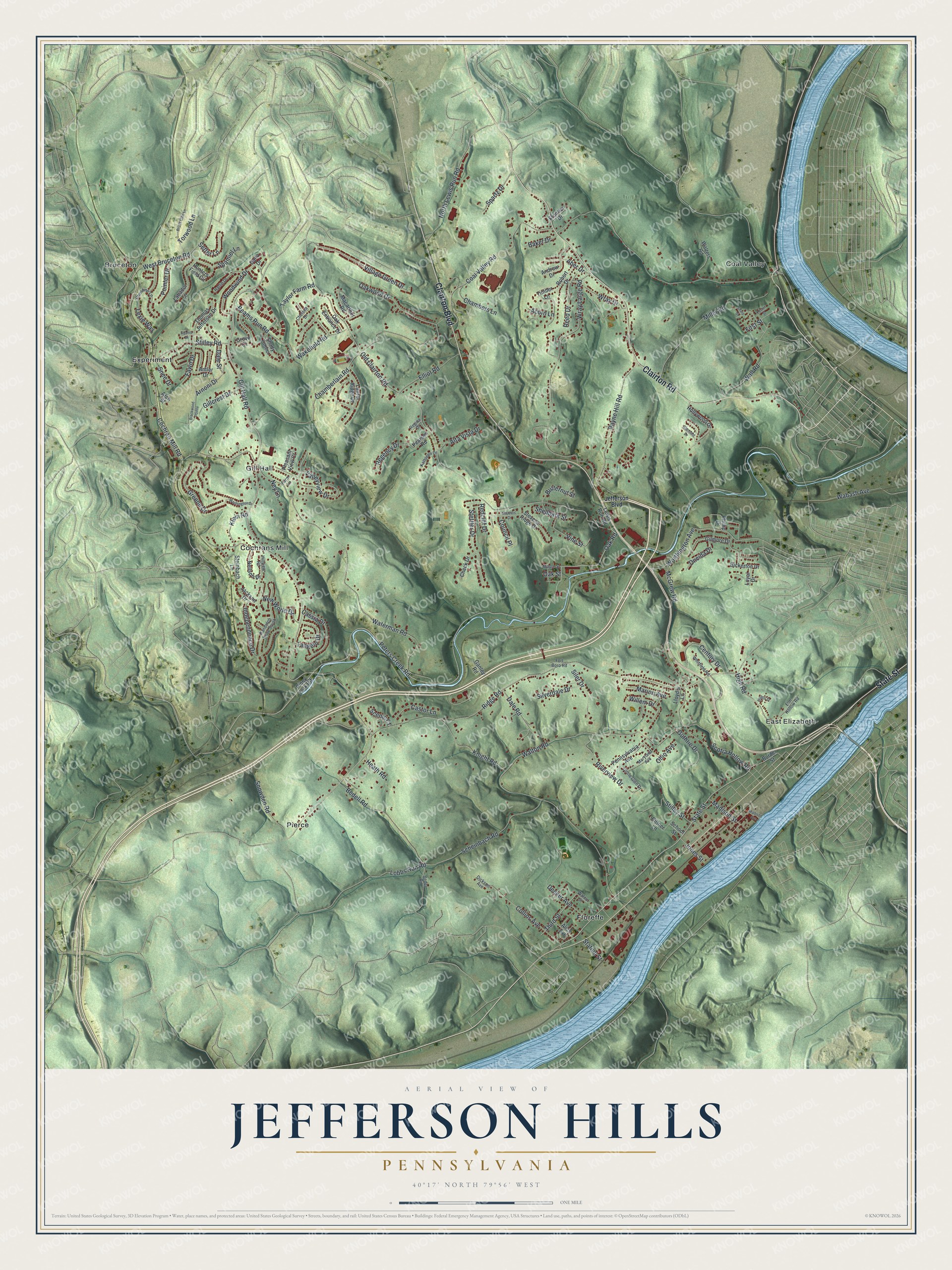 Watermarked full-map preview of Jefferson Hills, Pennsylvania