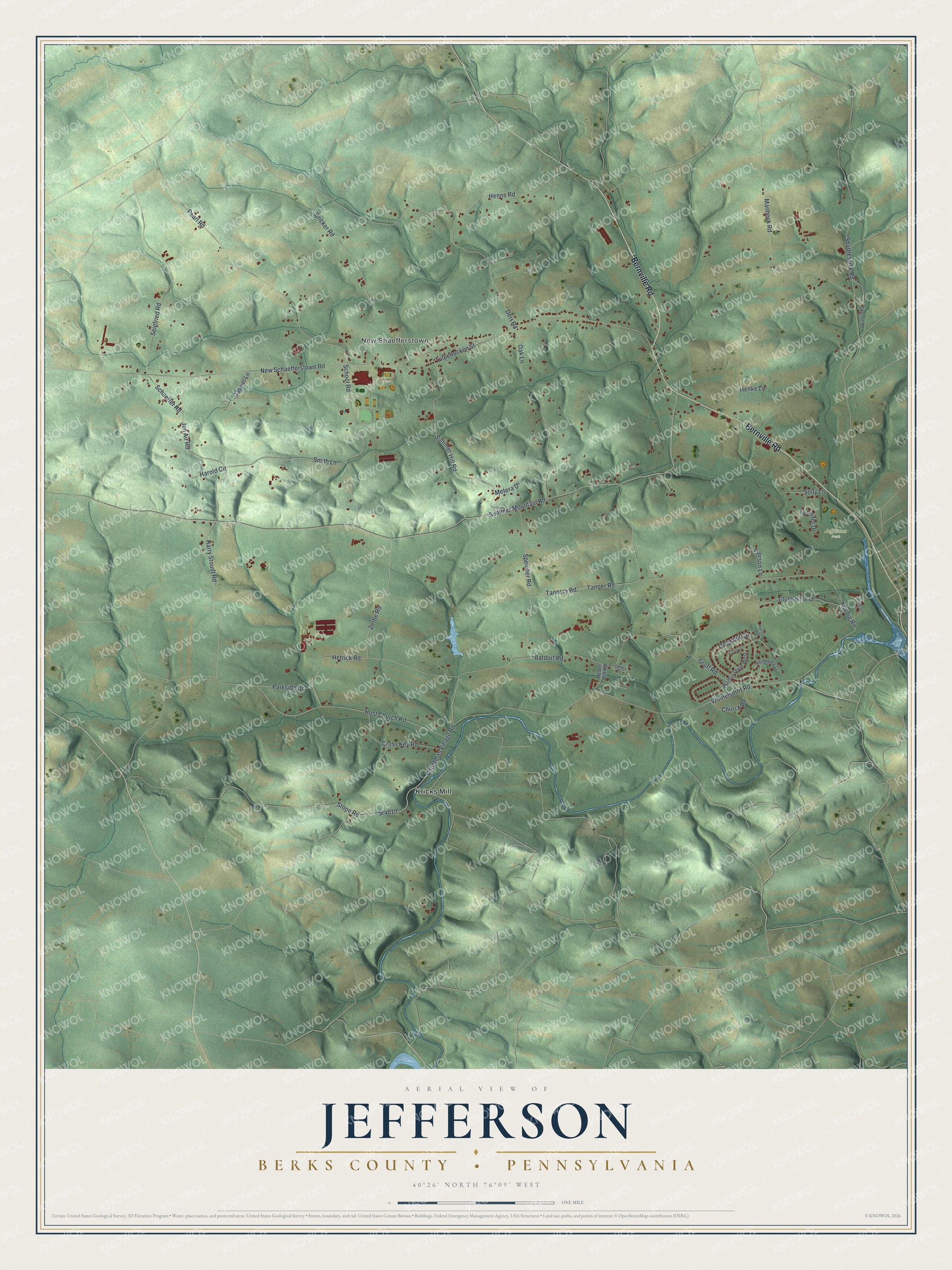 Watermarked full-map preview of Jefferson, Pennsylvania