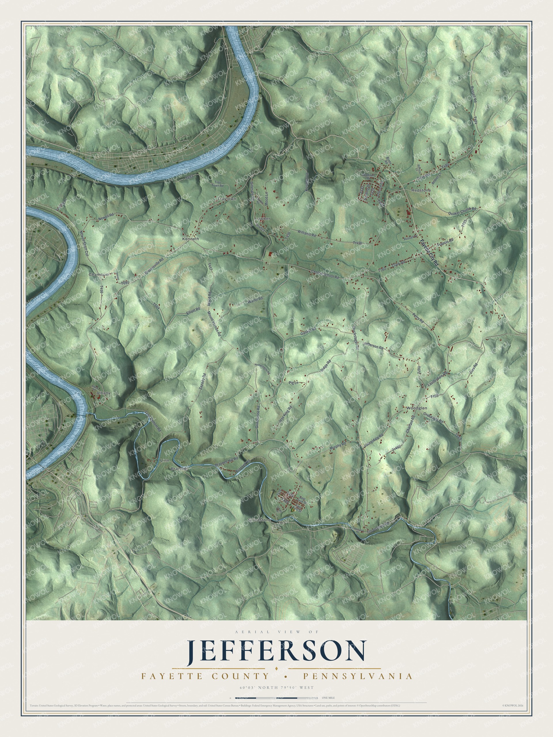 Watermarked full-map preview of Jefferson, Pennsylvania