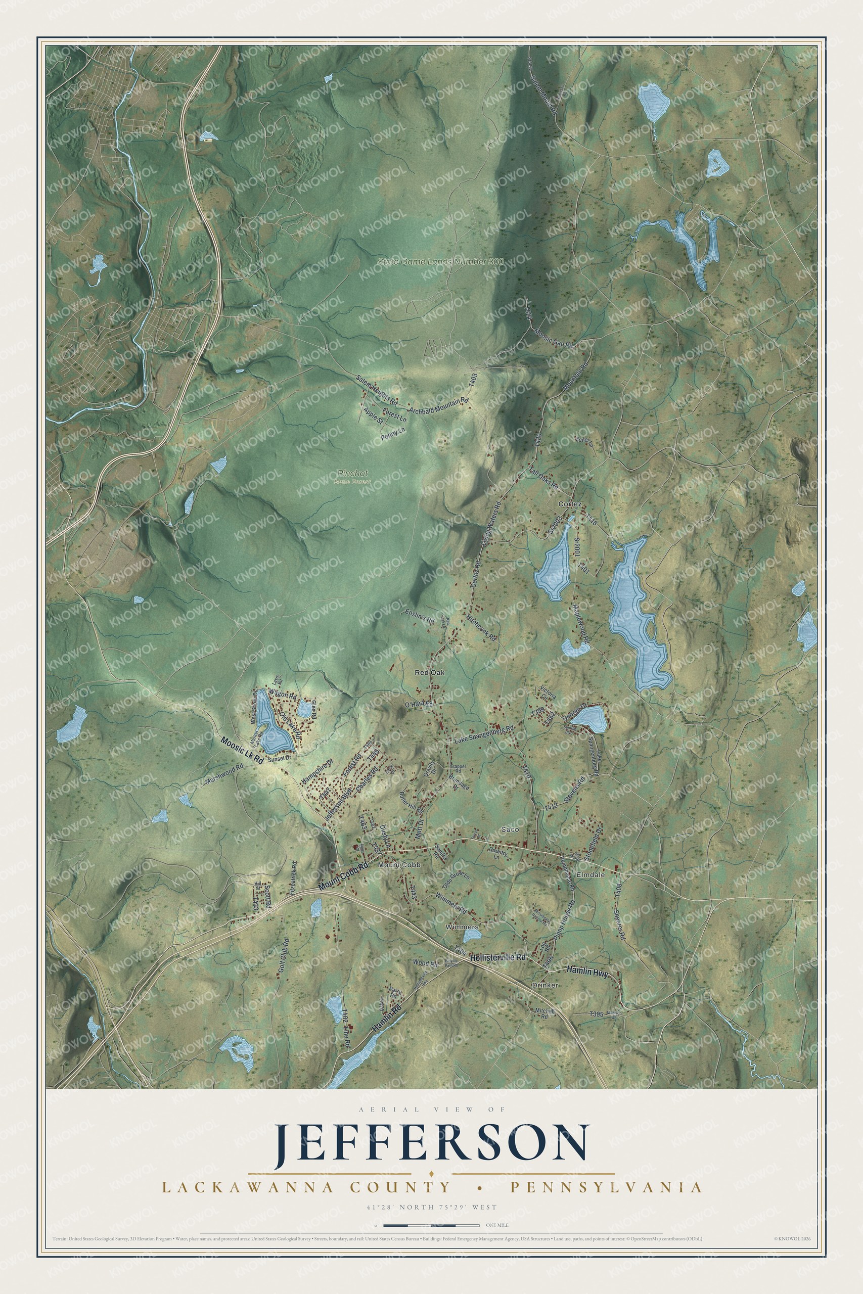 Watermarked full-map preview of Jefferson, Pennsylvania