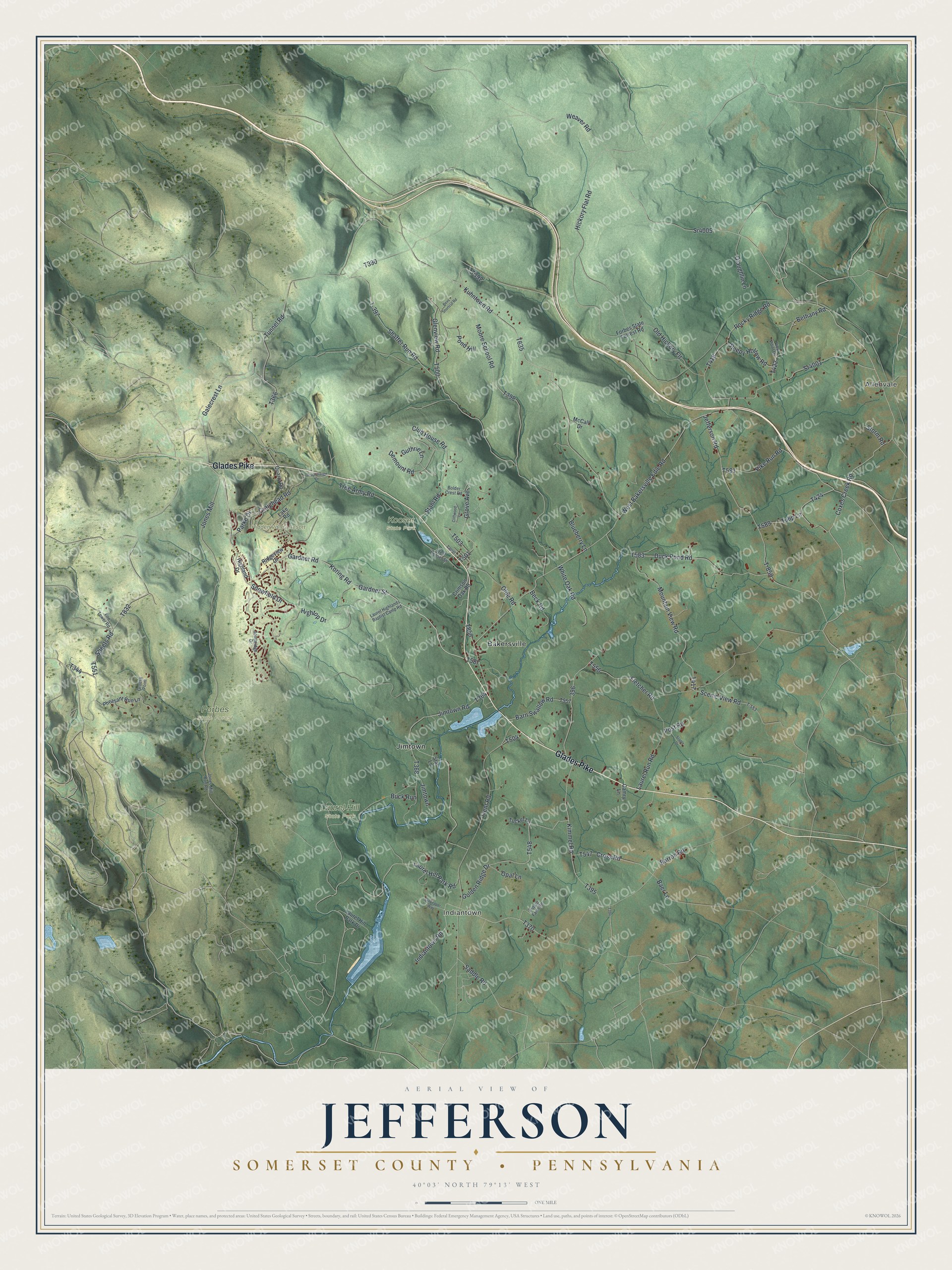 Watermarked full-map preview of Jefferson, Pennsylvania