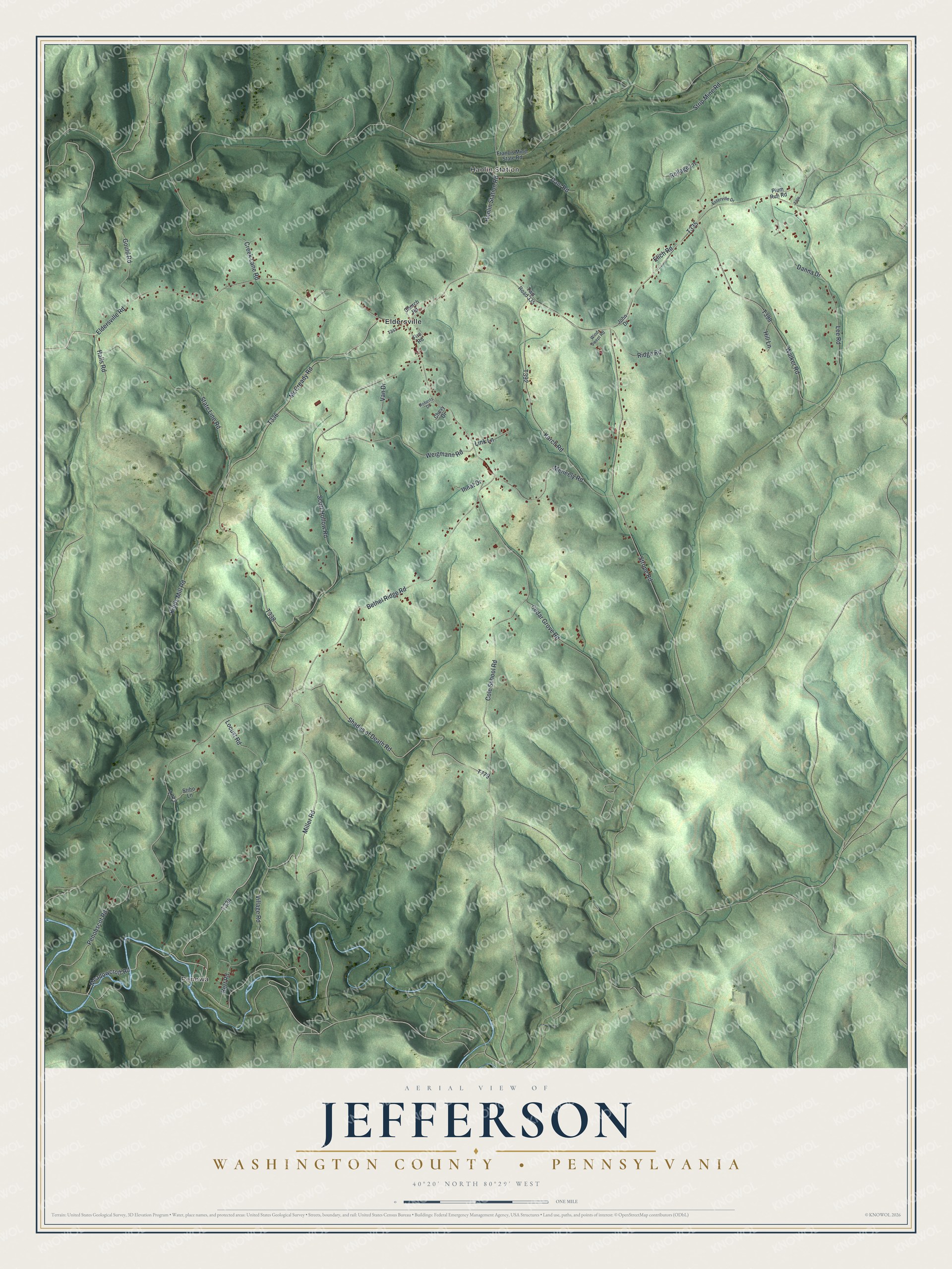 Watermarked full-map preview of Jefferson, Pennsylvania