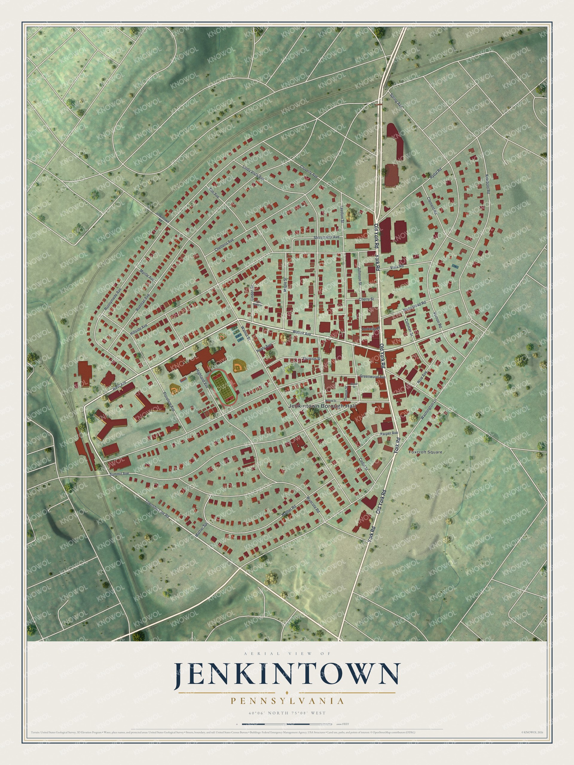 Watermarked full-map preview of Jenkintown, Pennsylvania