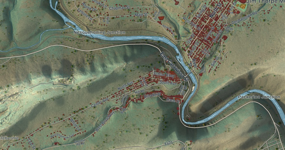 Map of Jim Thorpe, Pennsylvania