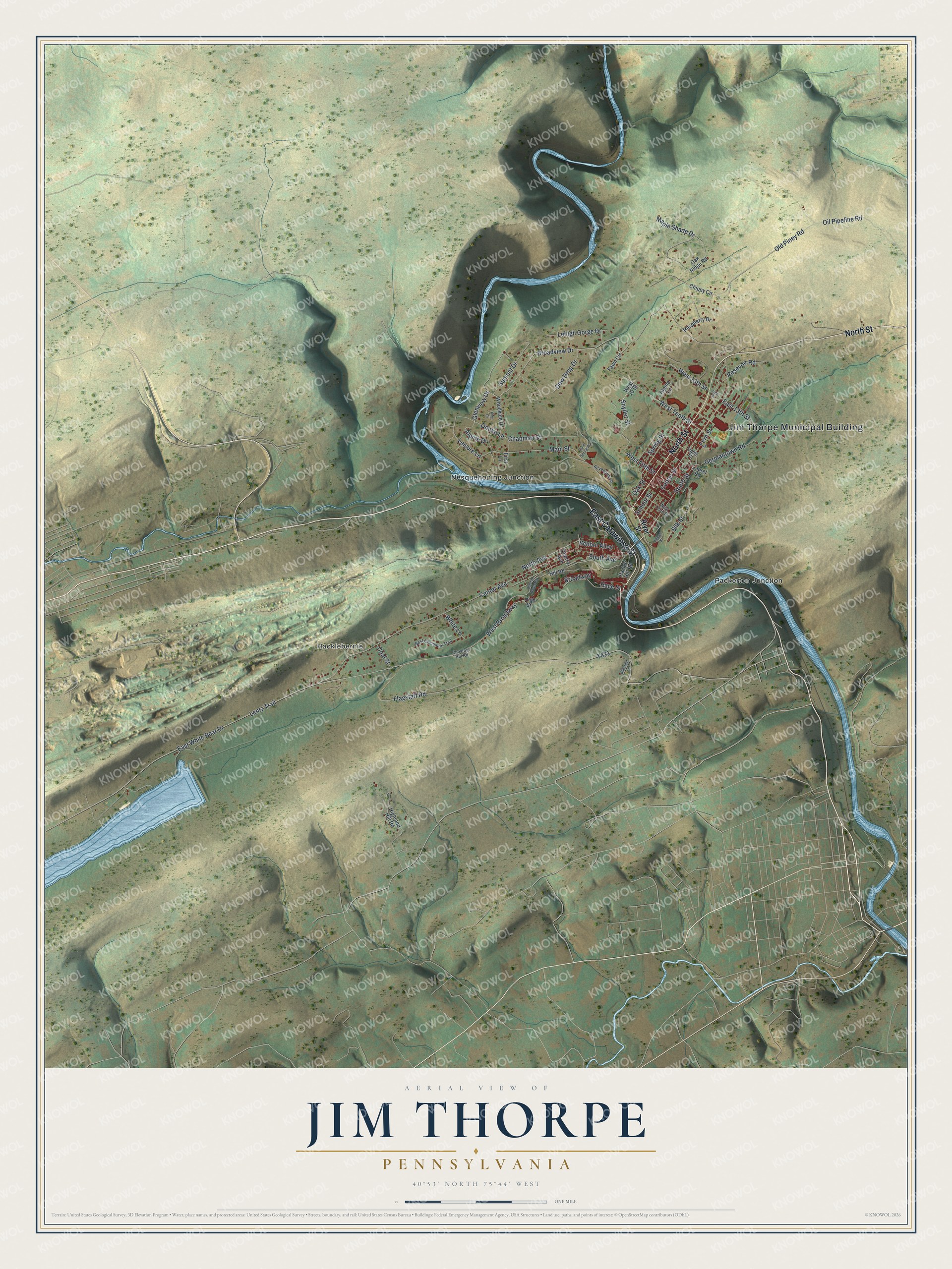 Watermarked full-map preview of Jim Thorpe, Pennsylvania