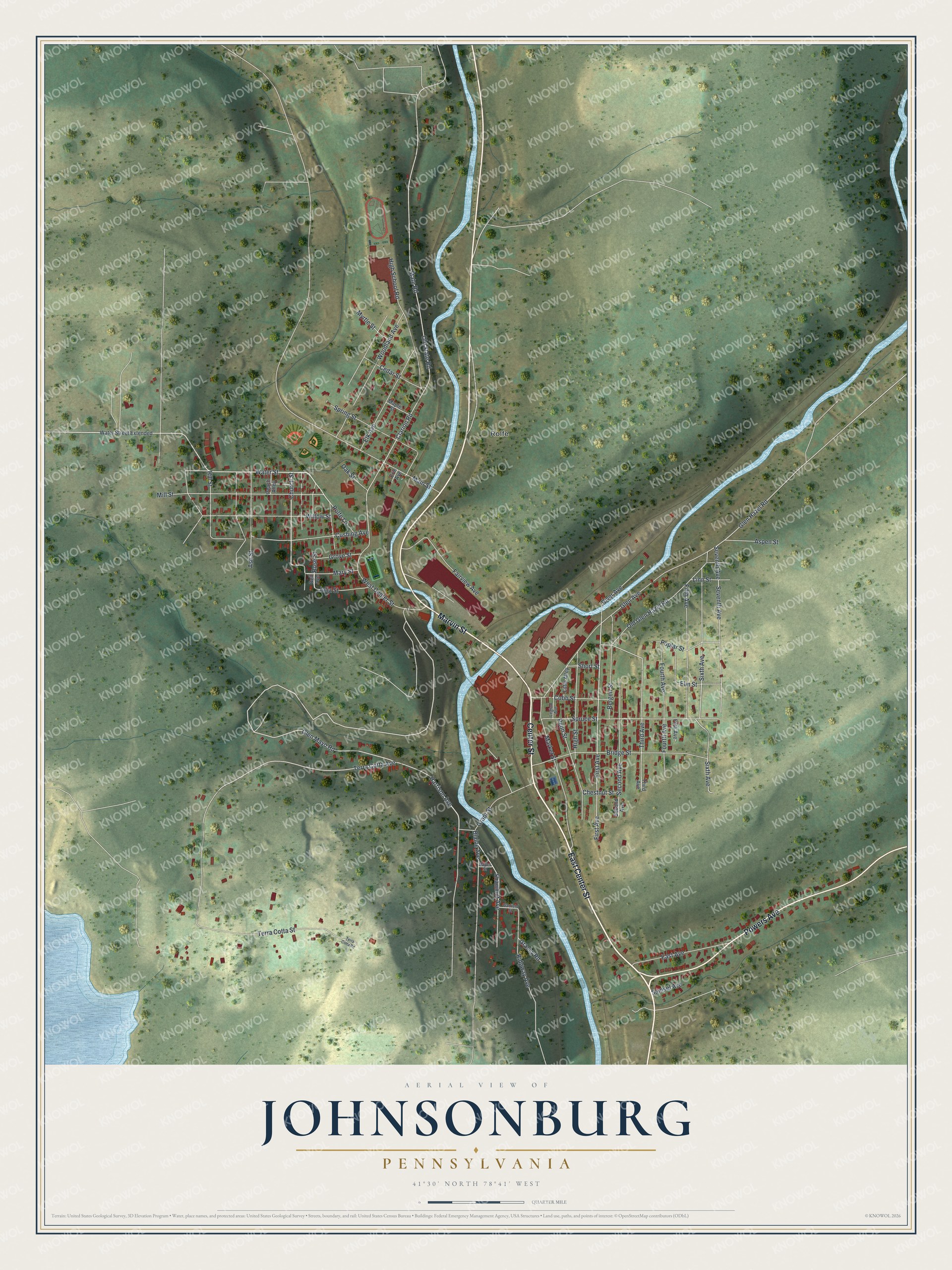 Watermarked full-map preview of Johnsonburg, Pennsylvania