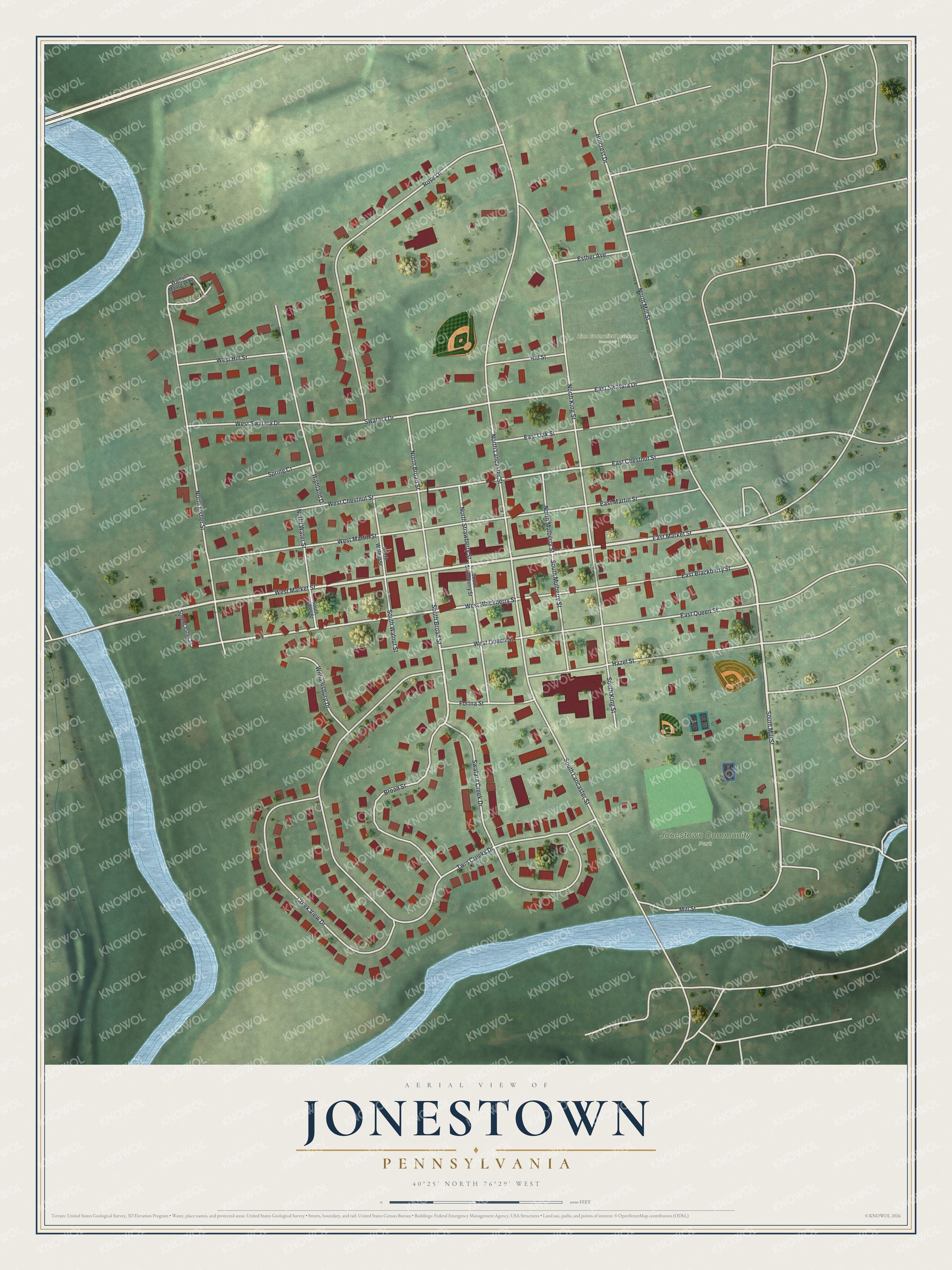 Watermarked full-map preview of Jonestown, Pennsylvania