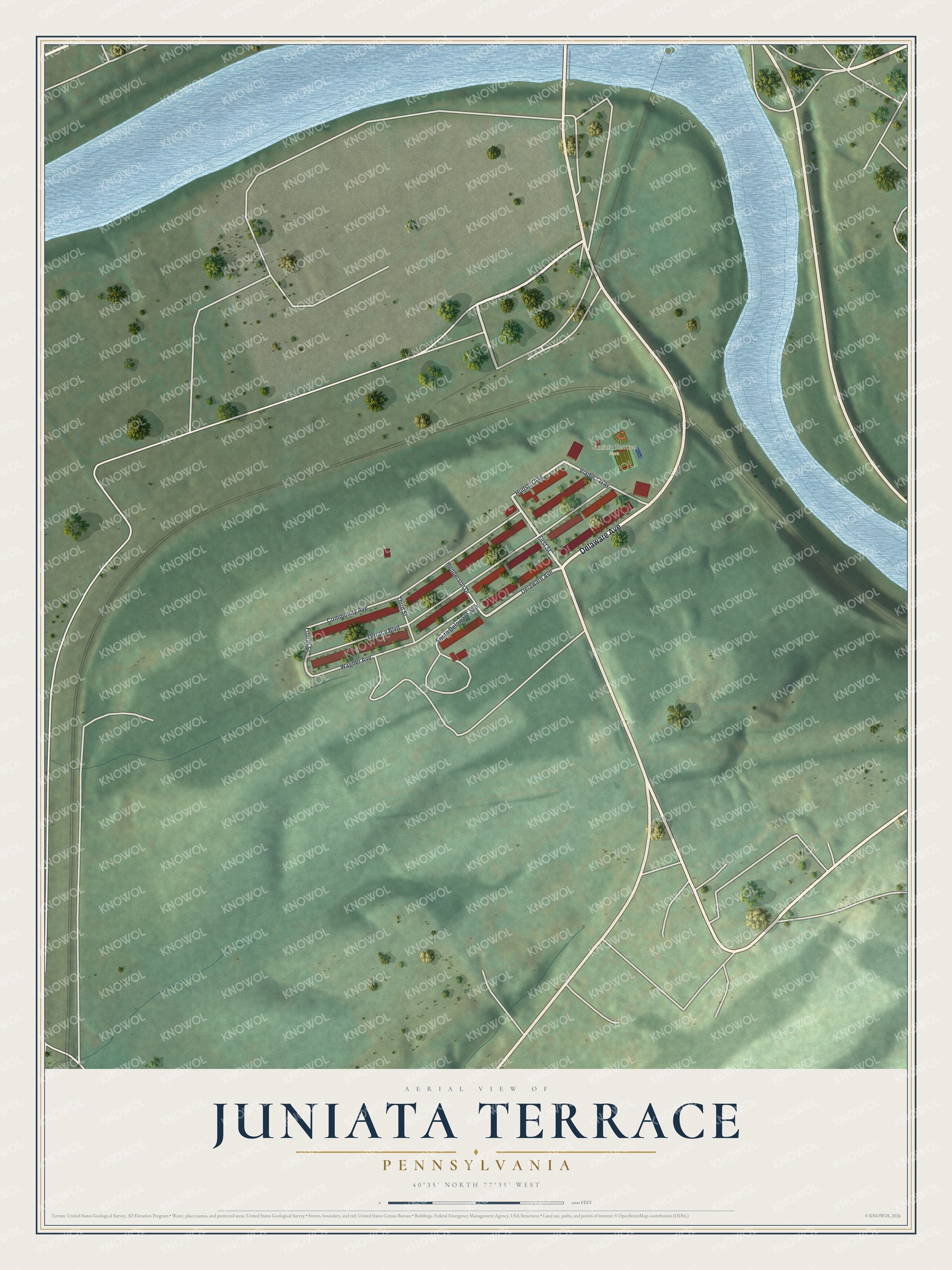 Watermarked full-map preview of Juniata Terrace, Pennsylvania