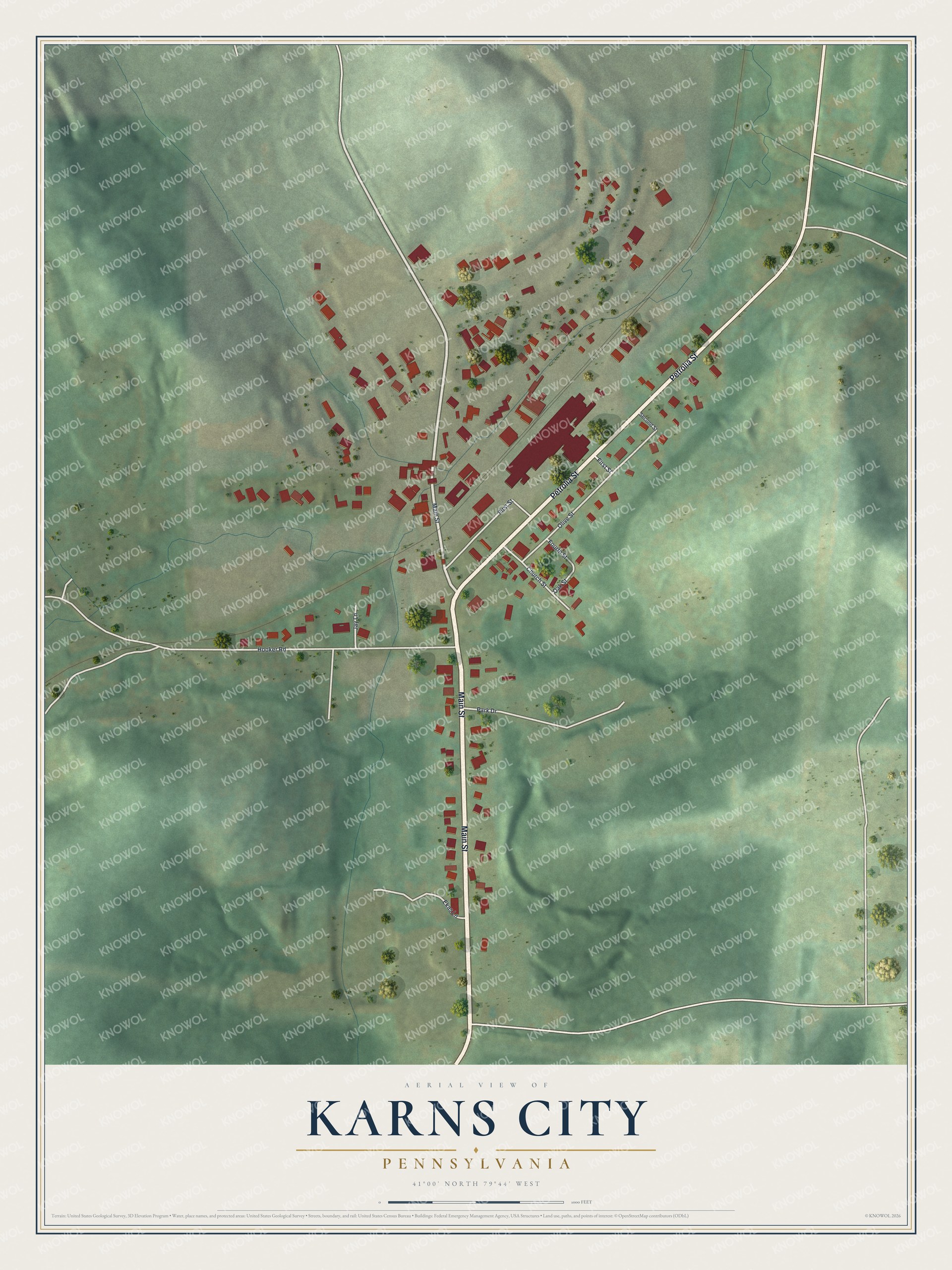 Watermarked full-map preview of Karns City, Pennsylvania
