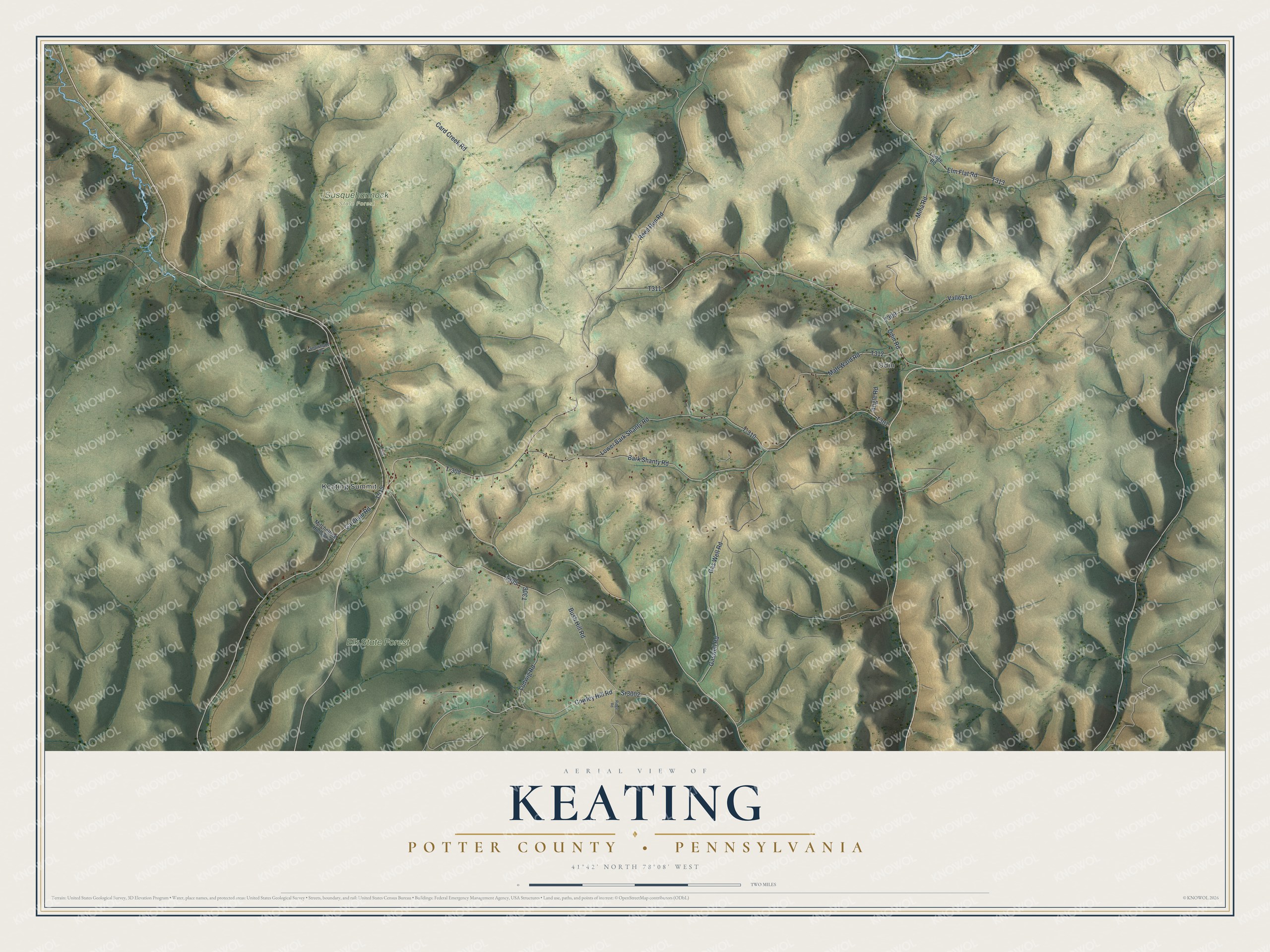 Watermarked full-map preview of Keating, Pennsylvania