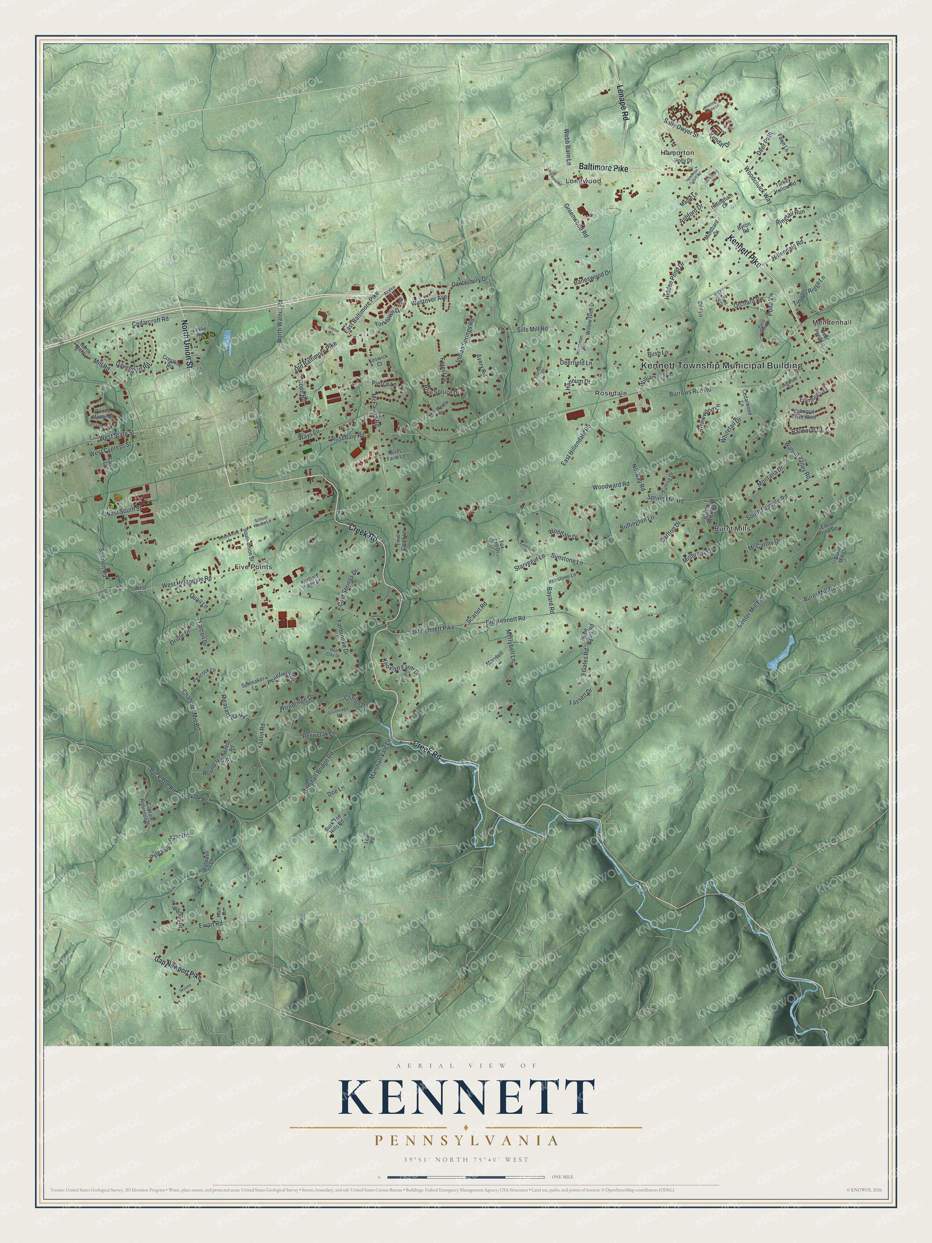 Watermarked full-map preview of Kennett, Pennsylvania