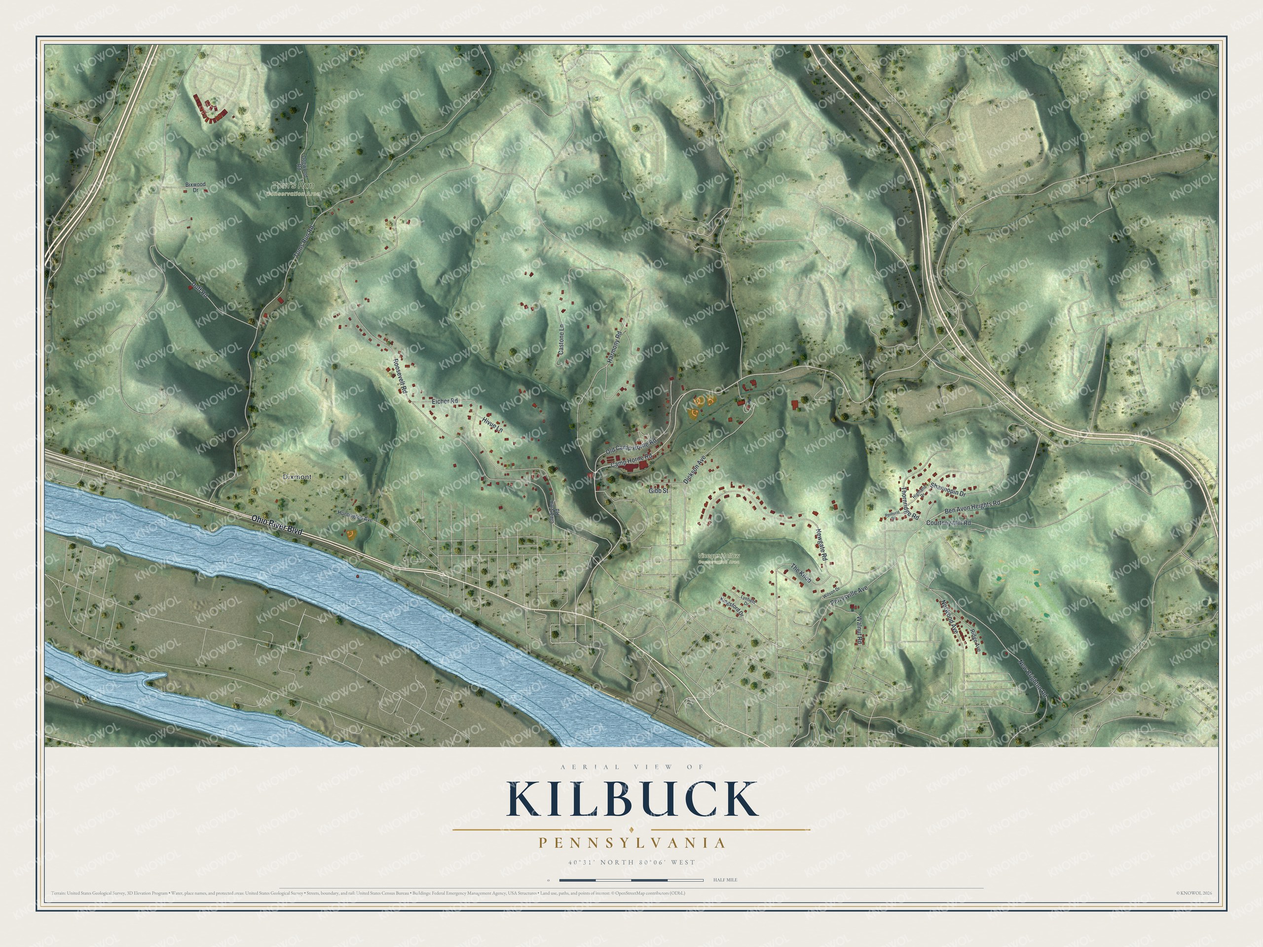 Watermarked full-map preview of Kilbuck, Pennsylvania