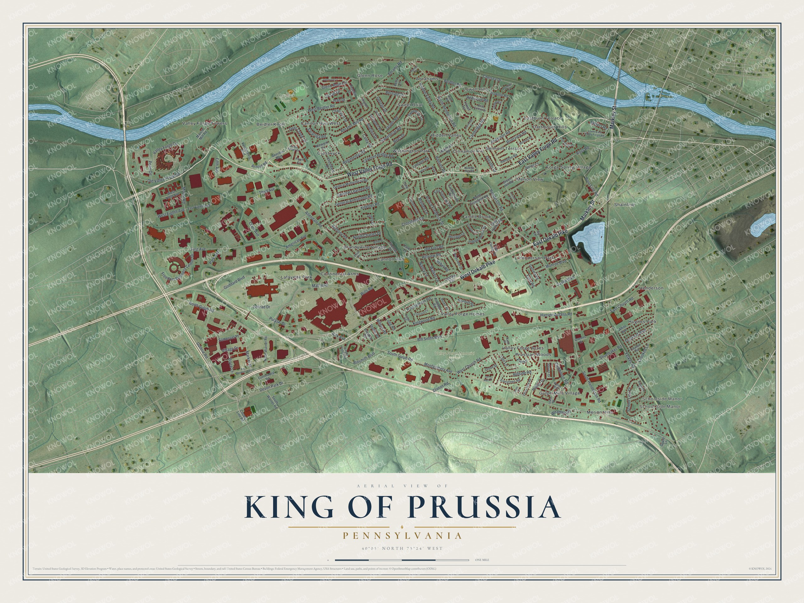 Watermarked full-map preview of King of Prussia, Pennsylvania