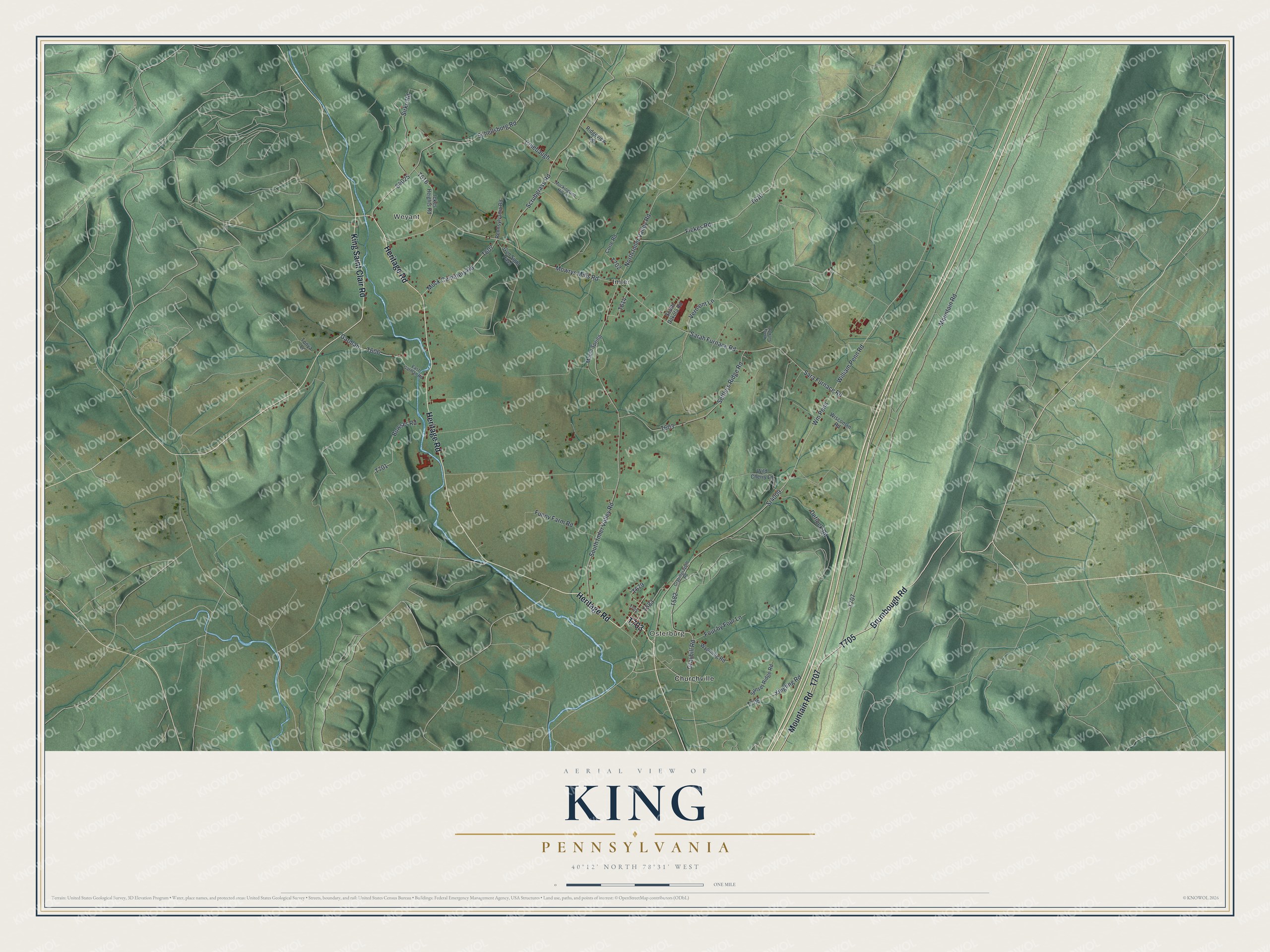 Watermarked full-map preview of King, Pennsylvania