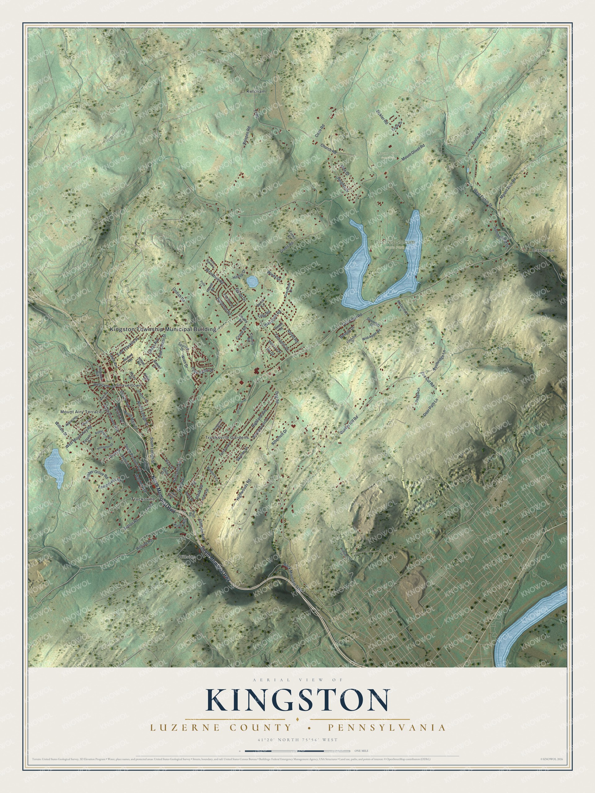 Watermarked full-map preview of Kingston, Pennsylvania