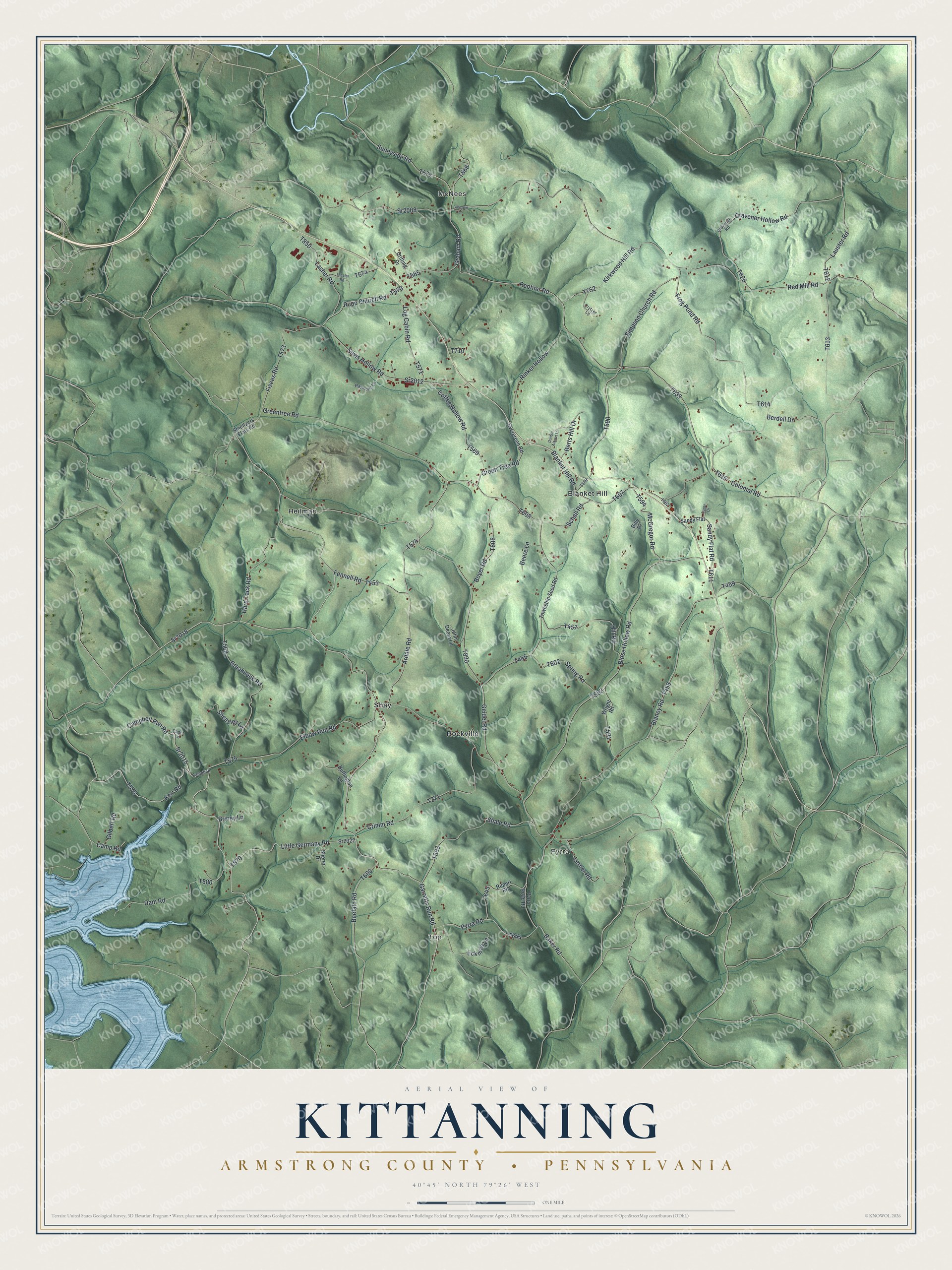 Watermarked full-map preview of Kittanning, Pennsylvania