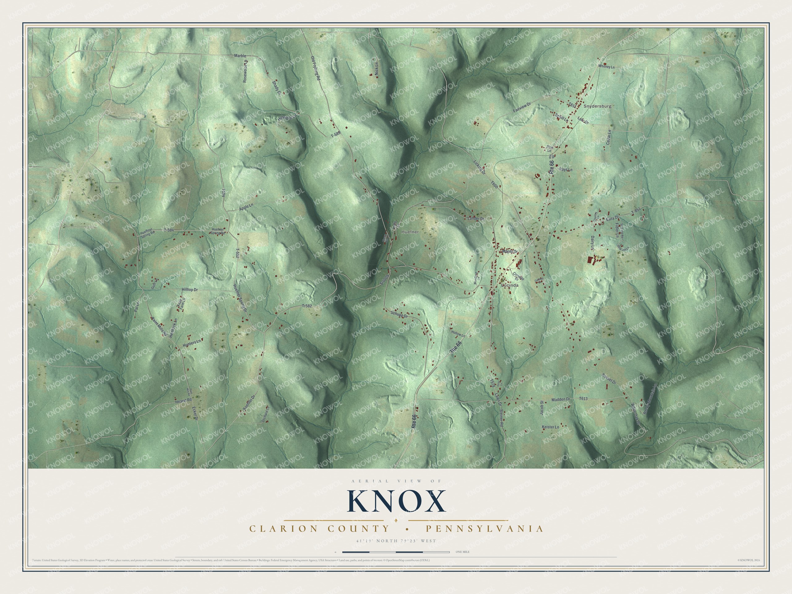 Watermarked full-map preview of Knox, Pennsylvania