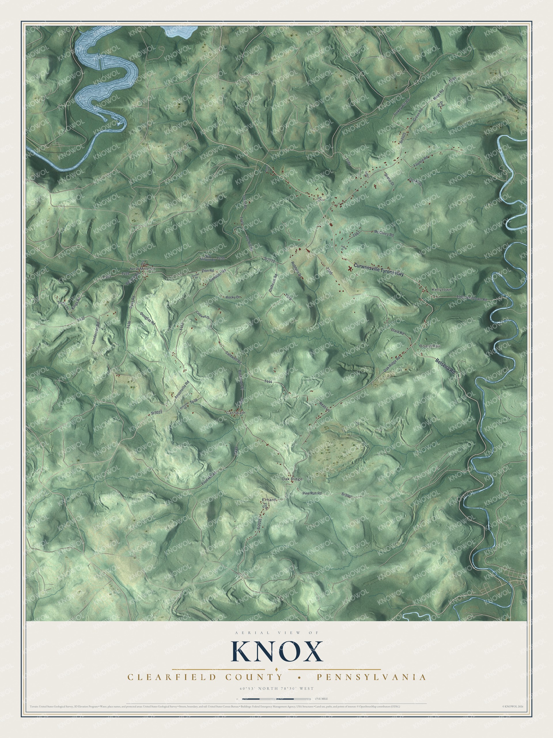 Watermarked full-map preview of Knox, Pennsylvania
