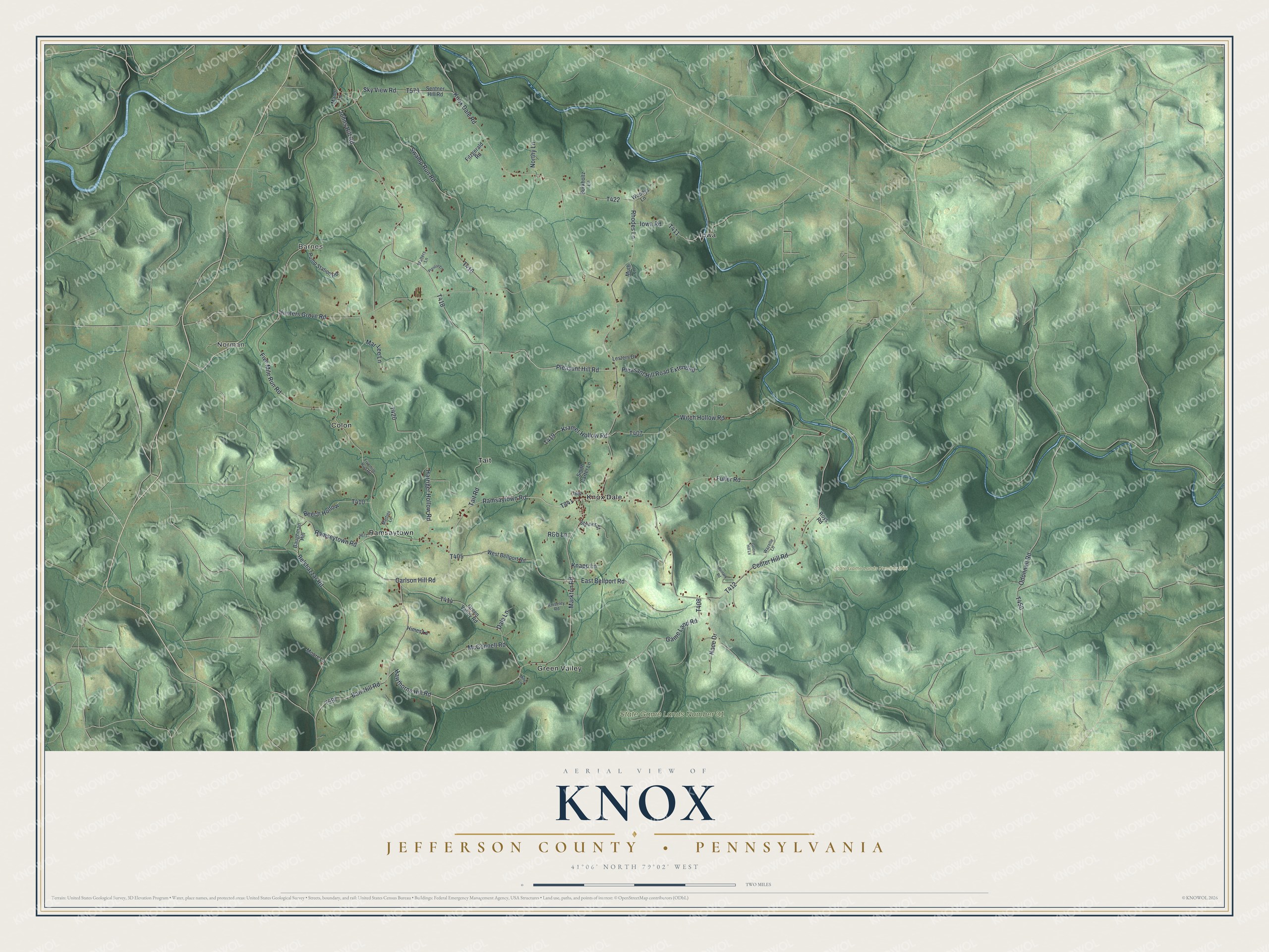 Watermarked full-map preview of Knox, Pennsylvania