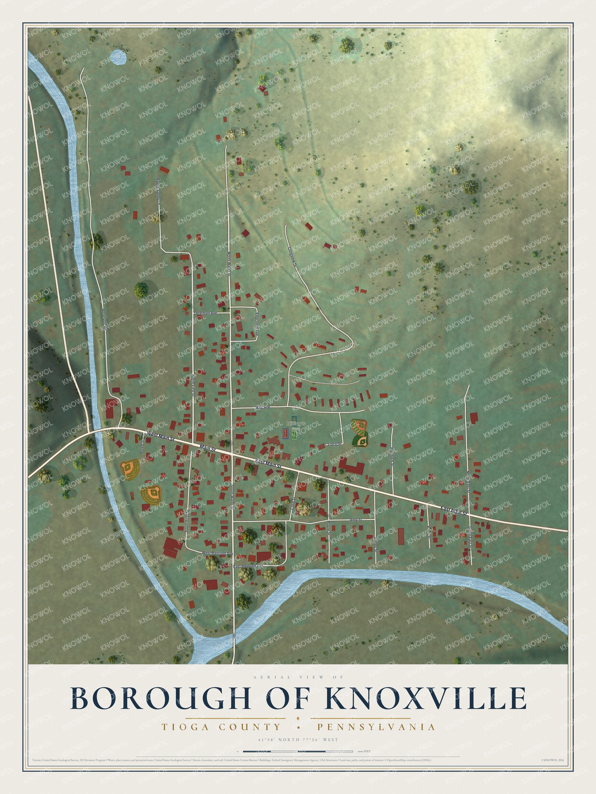 Watermarked full-map preview of Borough of Knoxville, Pennsylvania