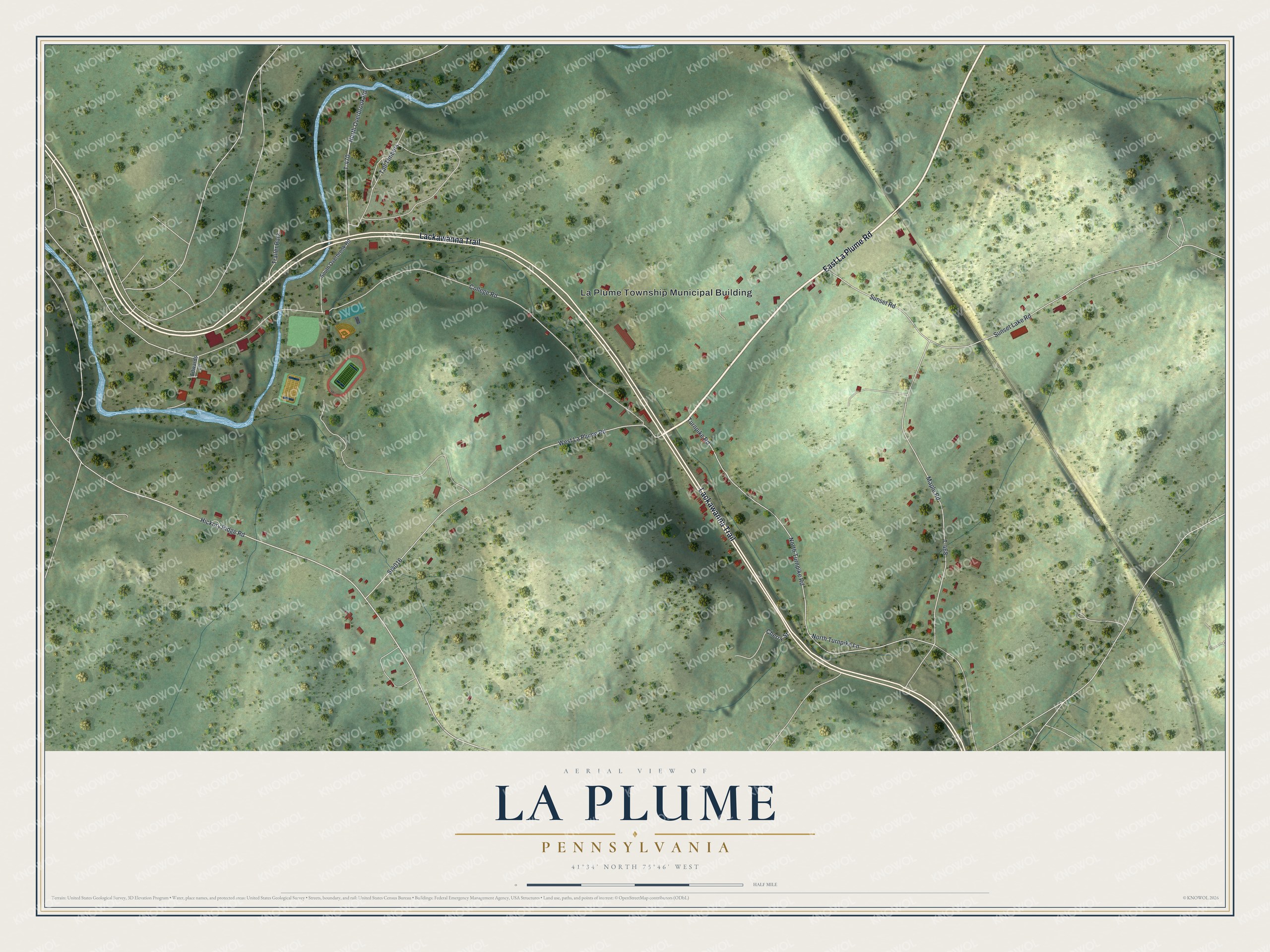 Watermarked full-map preview of La Plume, Pennsylvania