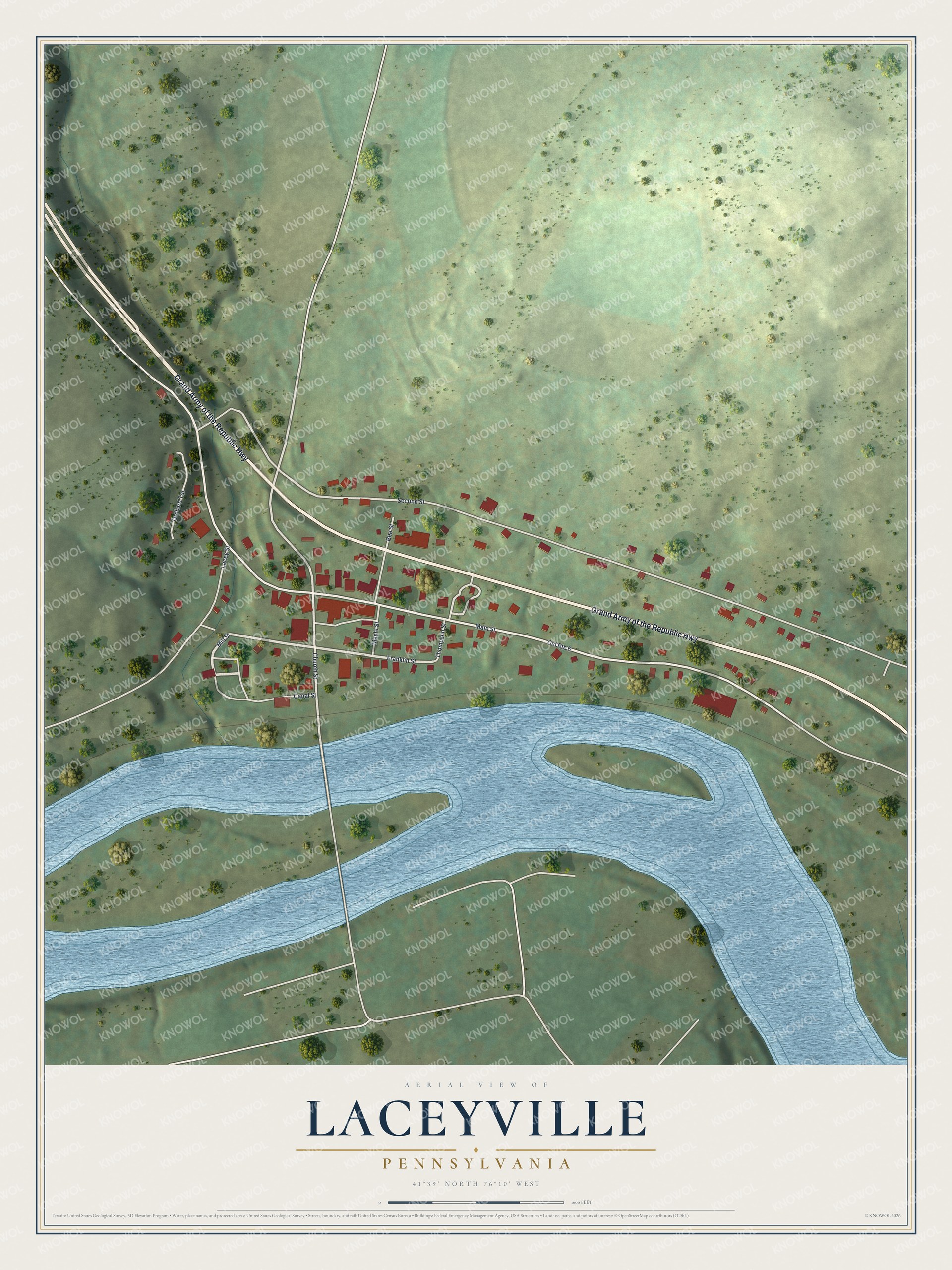 Watermarked full-map preview of Laceyville, Pennsylvania