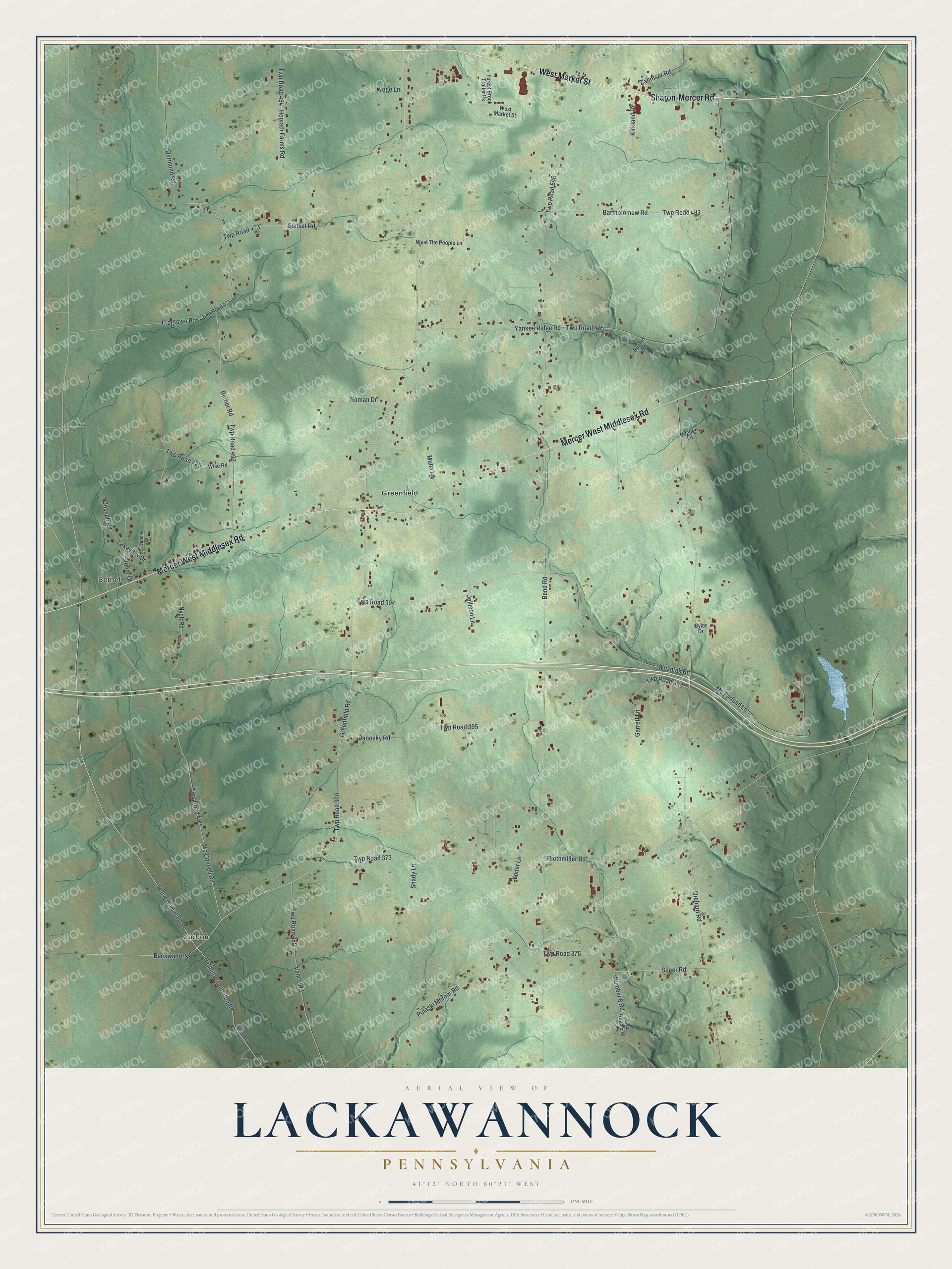 Watermarked full-map preview of Lackawannock, Pennsylvania