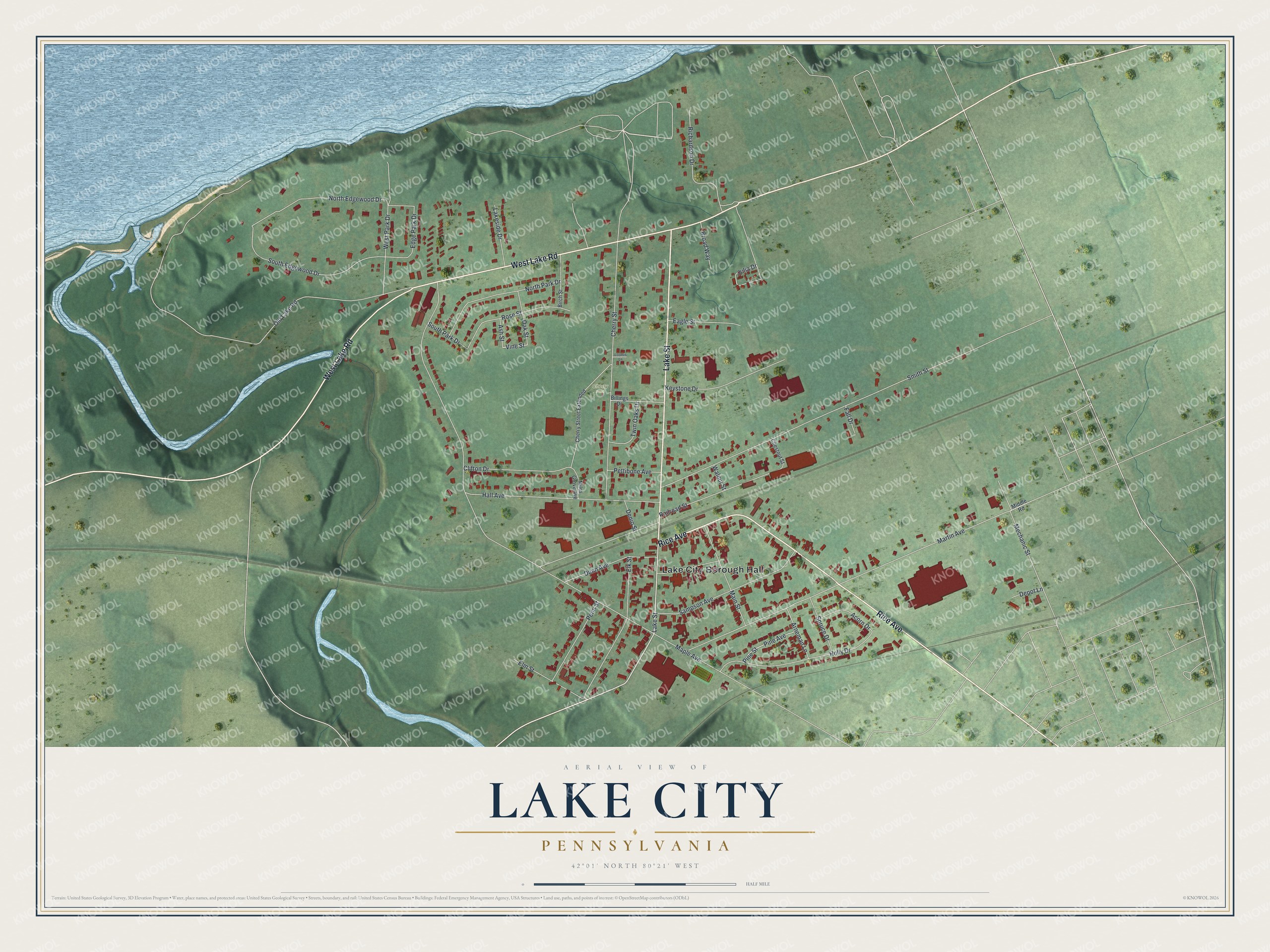 Watermarked full-map preview of Lake City, Pennsylvania