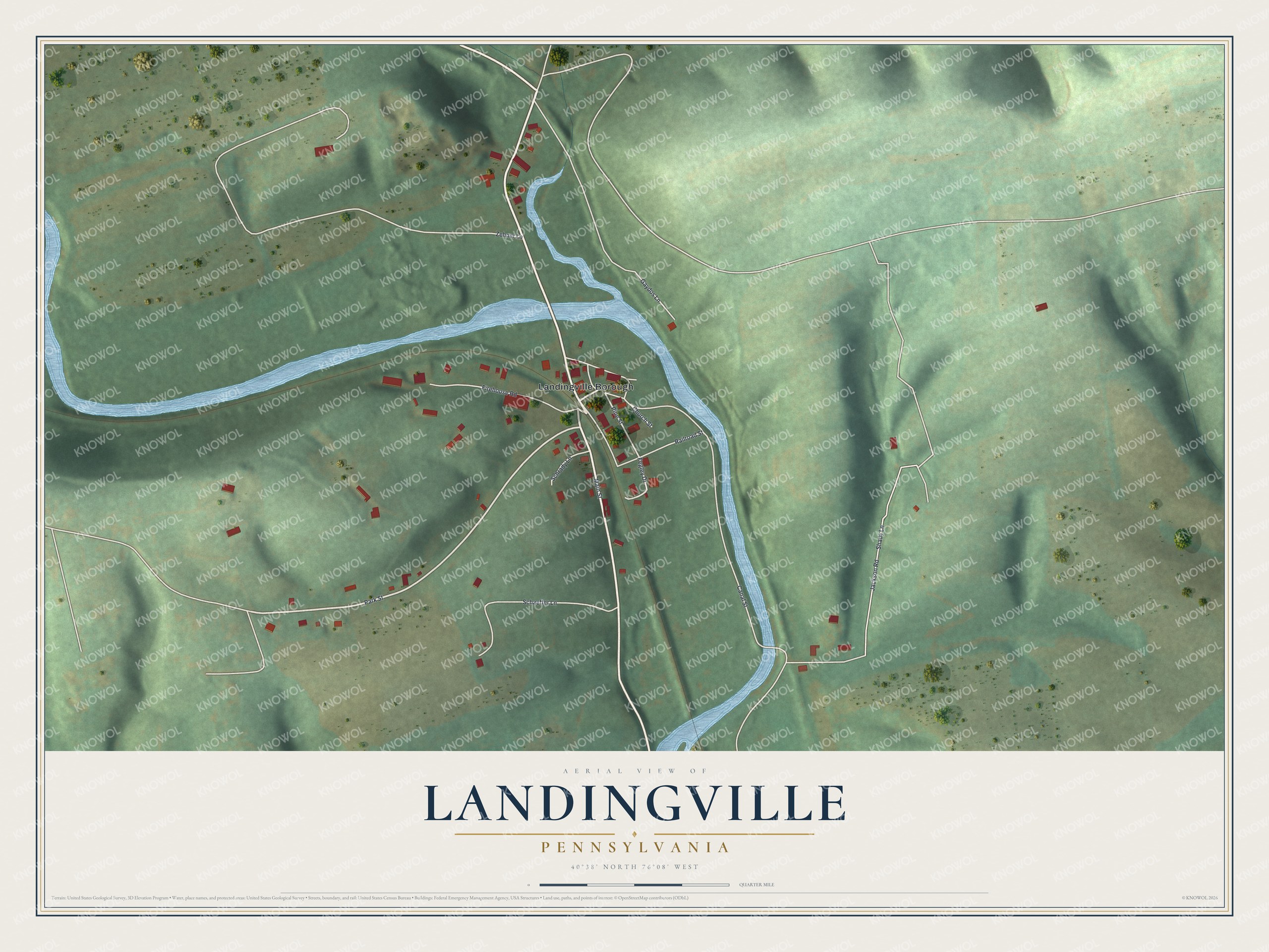 Watermarked full-map preview of Landingville, Pennsylvania