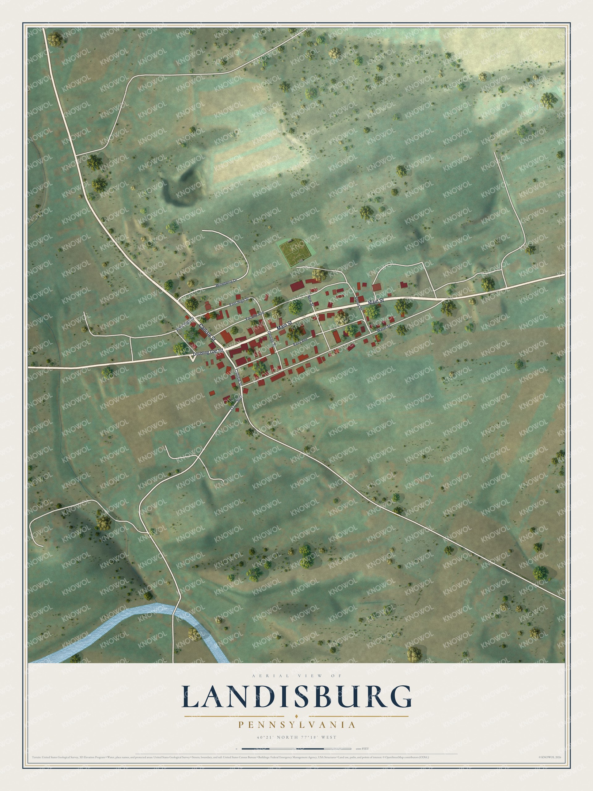 Watermarked full-map preview of Landisburg, Pennsylvania