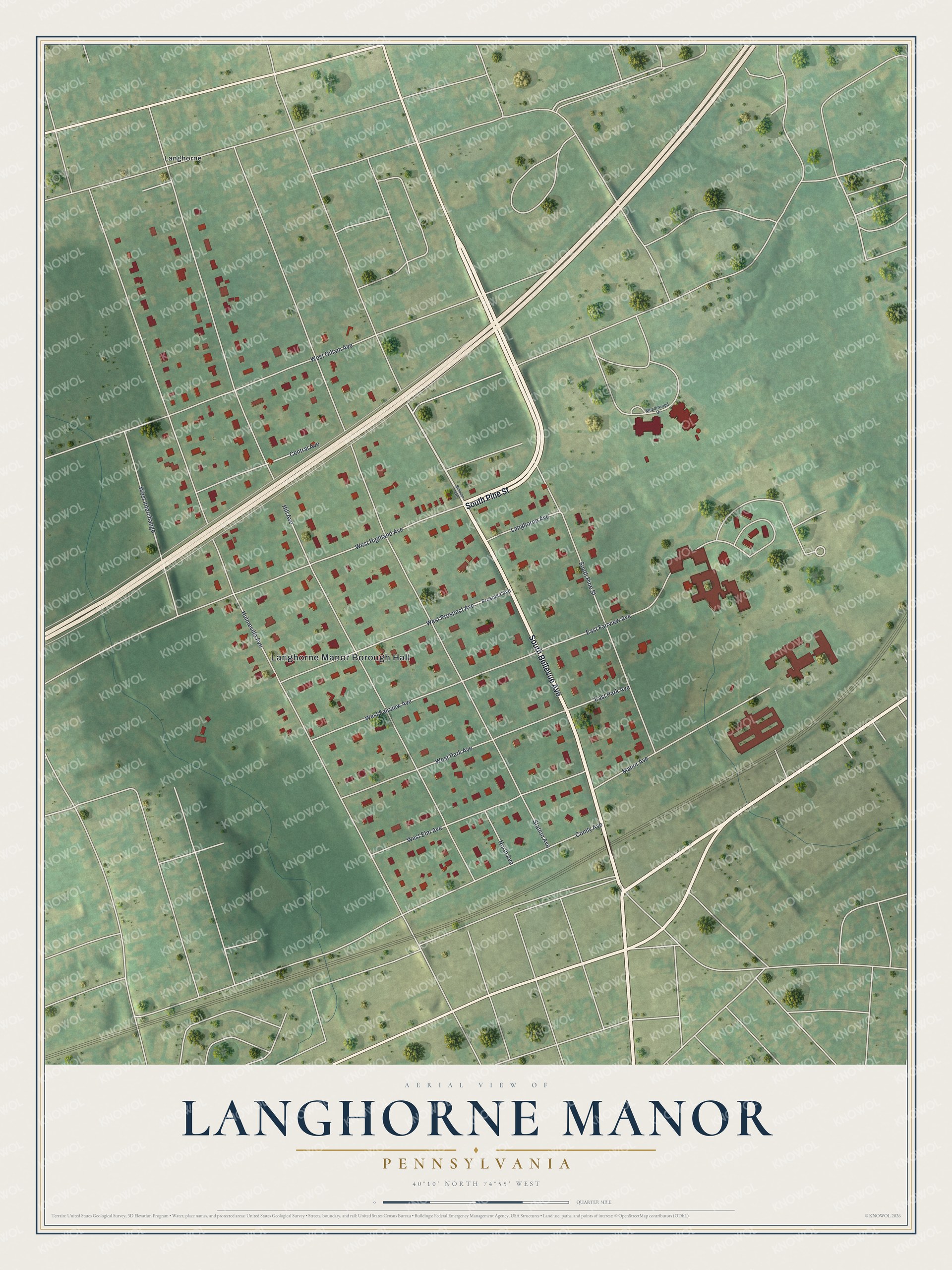 Watermarked full-map preview of Langhorne Manor, Pennsylvania
