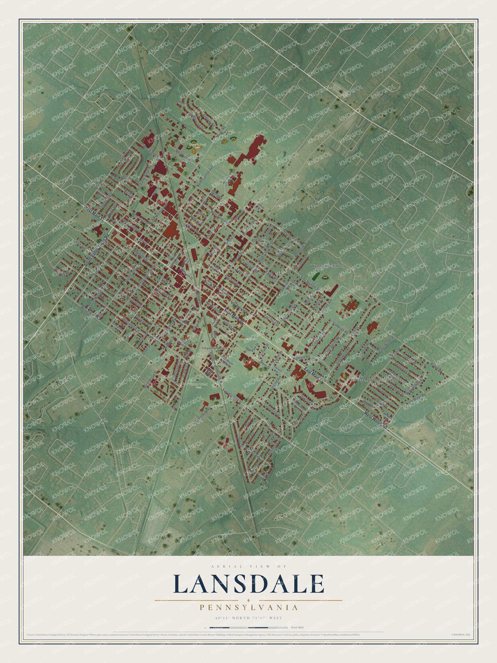 Watermarked full-map preview of Lansdale, Pennsylvania