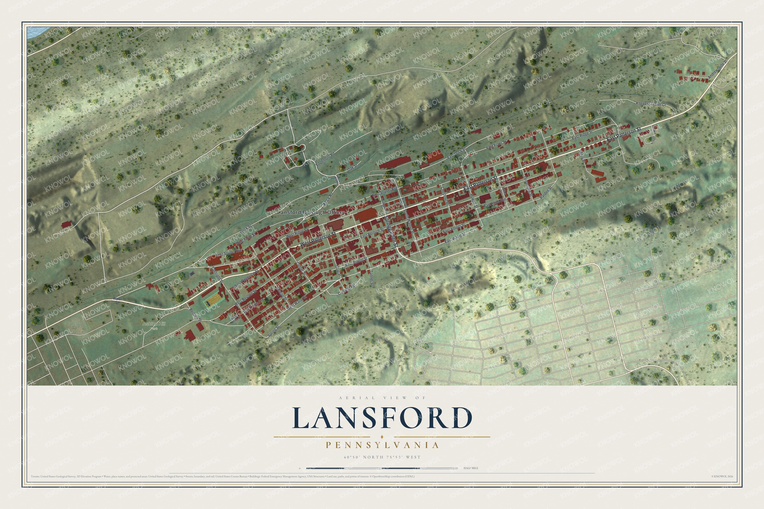 Watermarked full-map preview of Lansford, Pennsylvania
