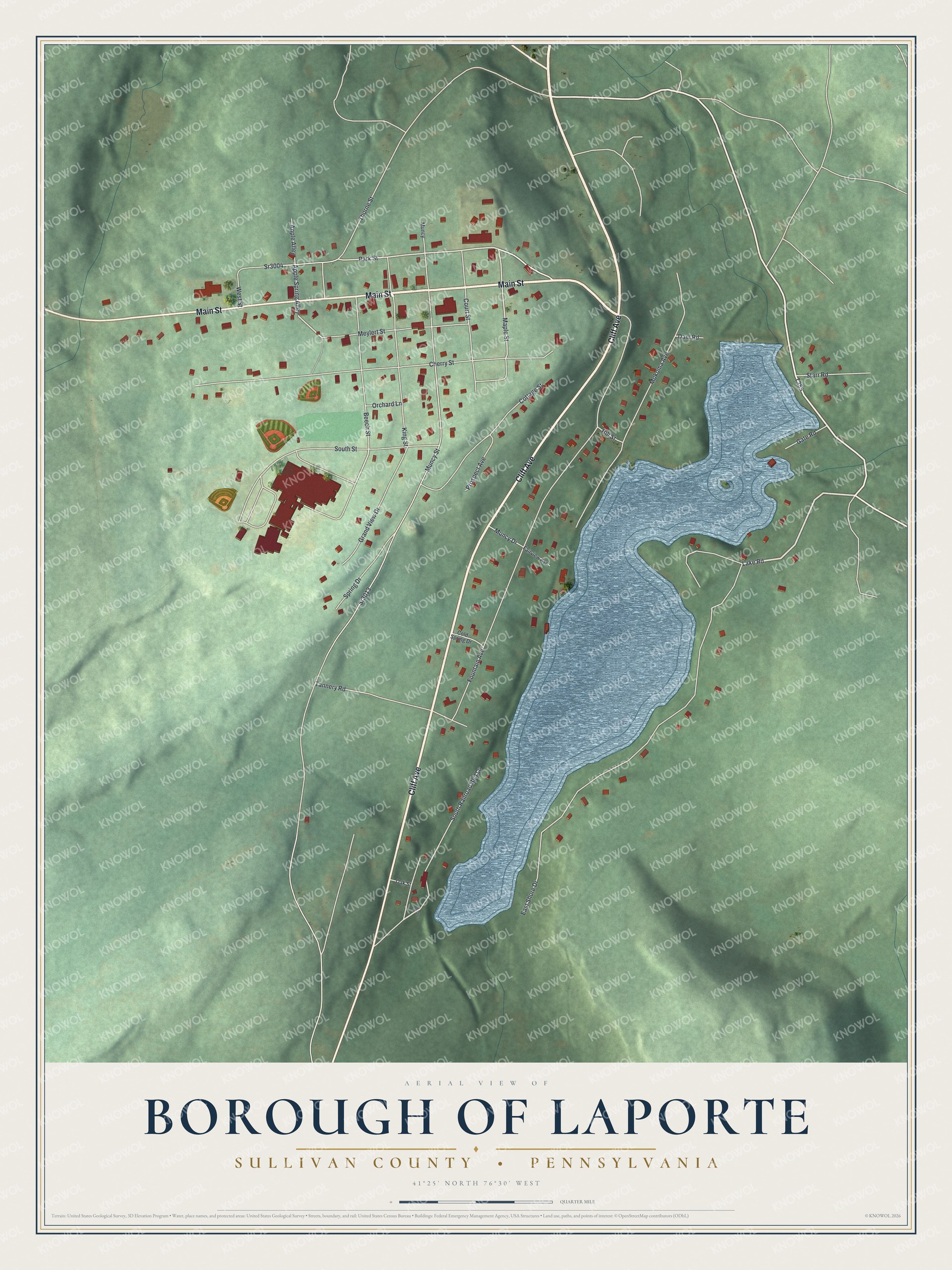 Watermarked full-map preview of Borough of Laporte, Pennsylvania