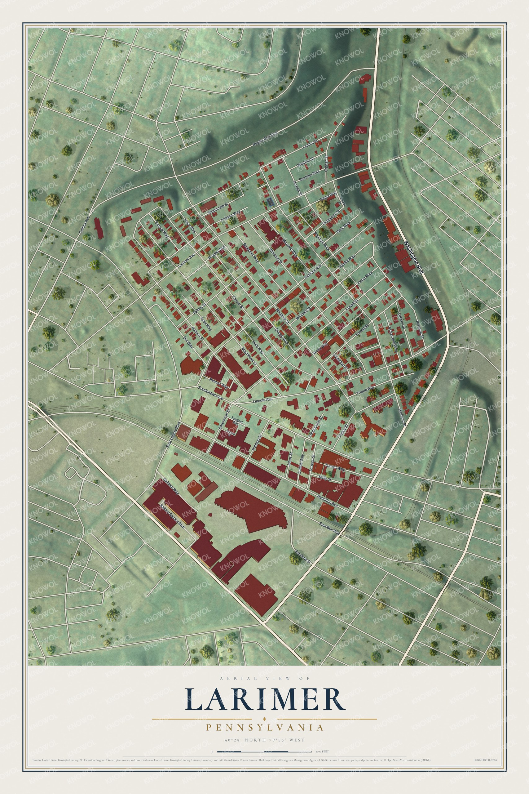 Watermarked full-map preview of Larimer, Pennsylvania