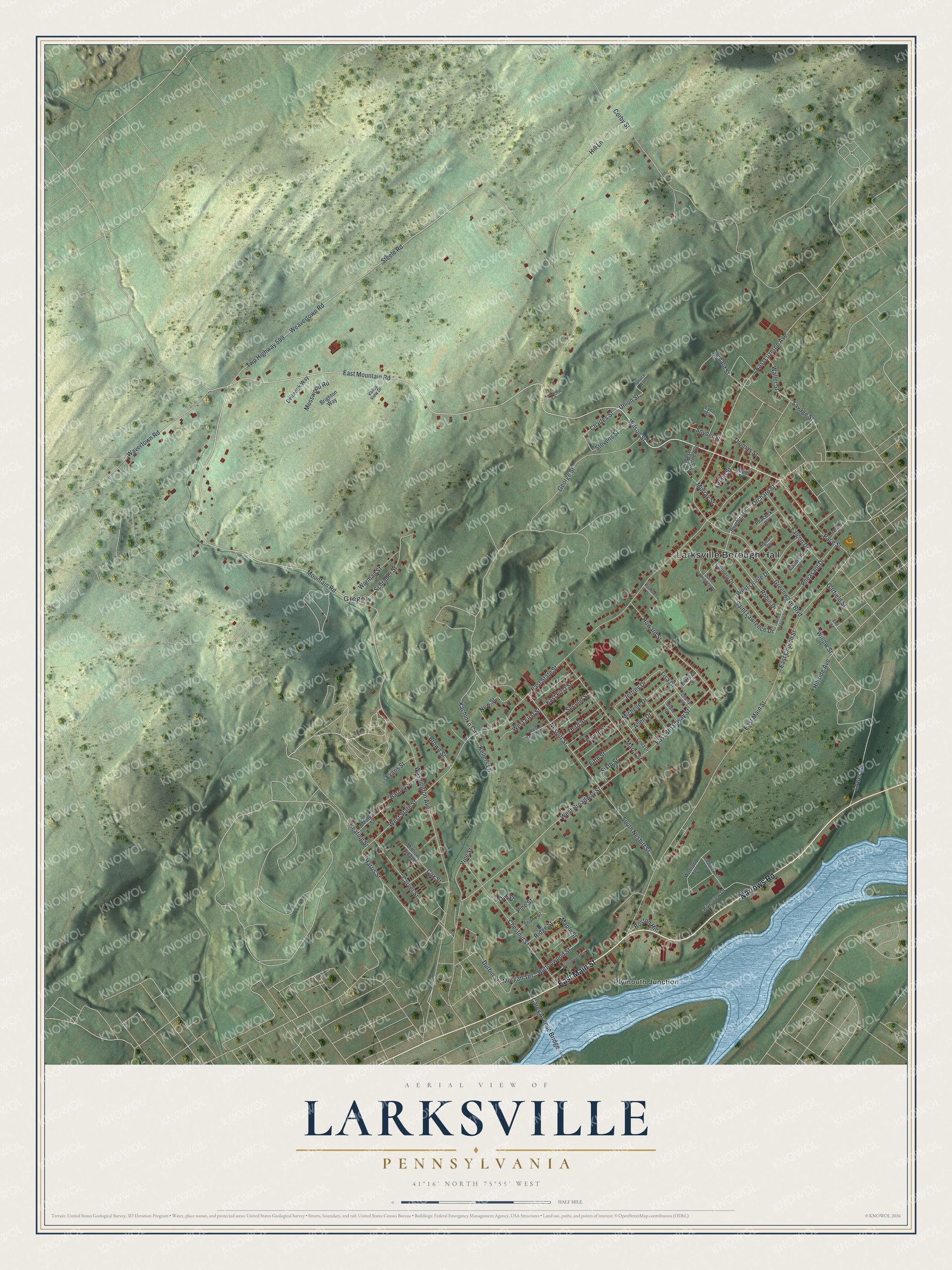 Watermarked full-map preview of Larksville, Pennsylvania