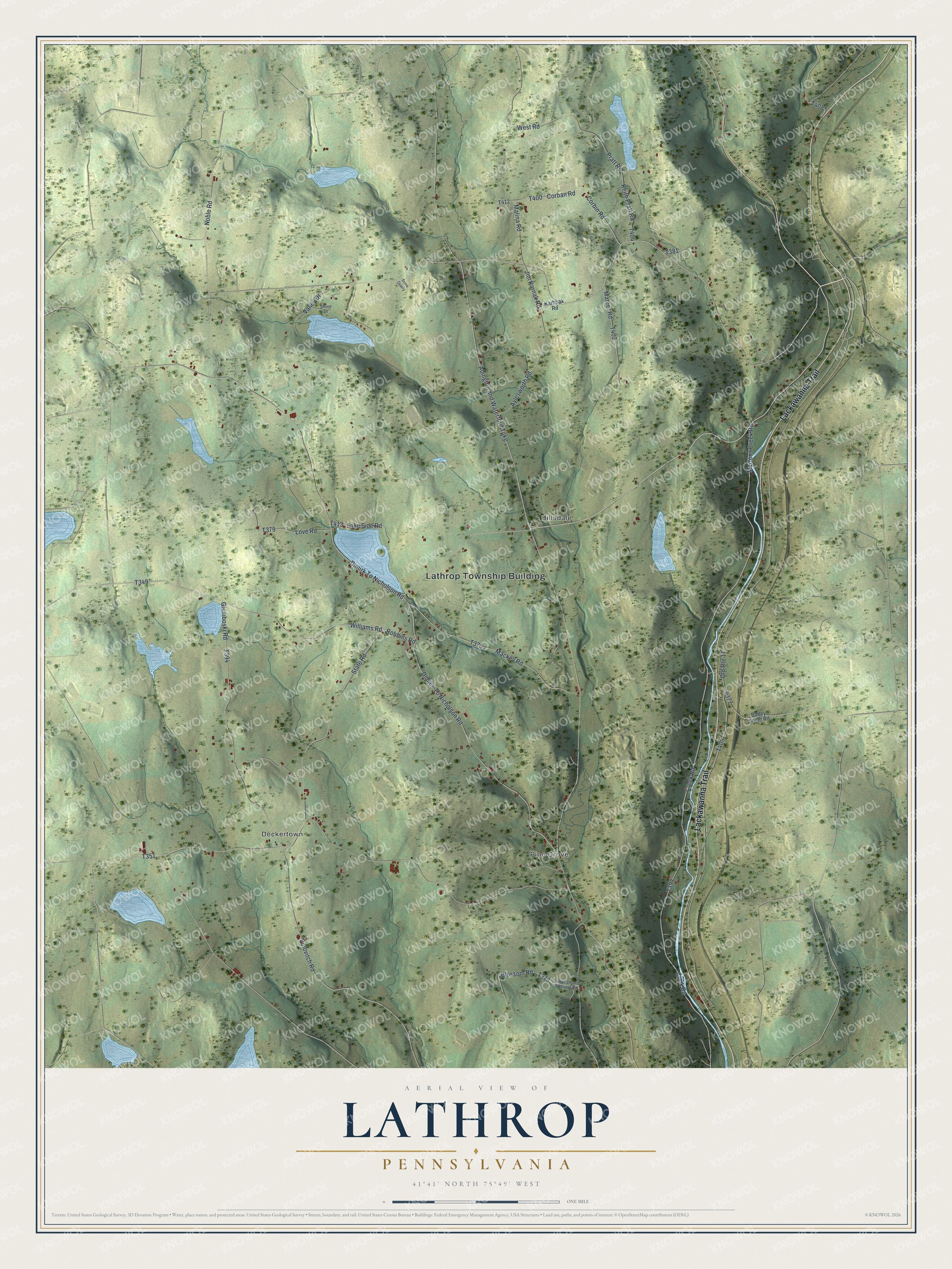 Watermarked full-map preview of Lathrop, Pennsylvania