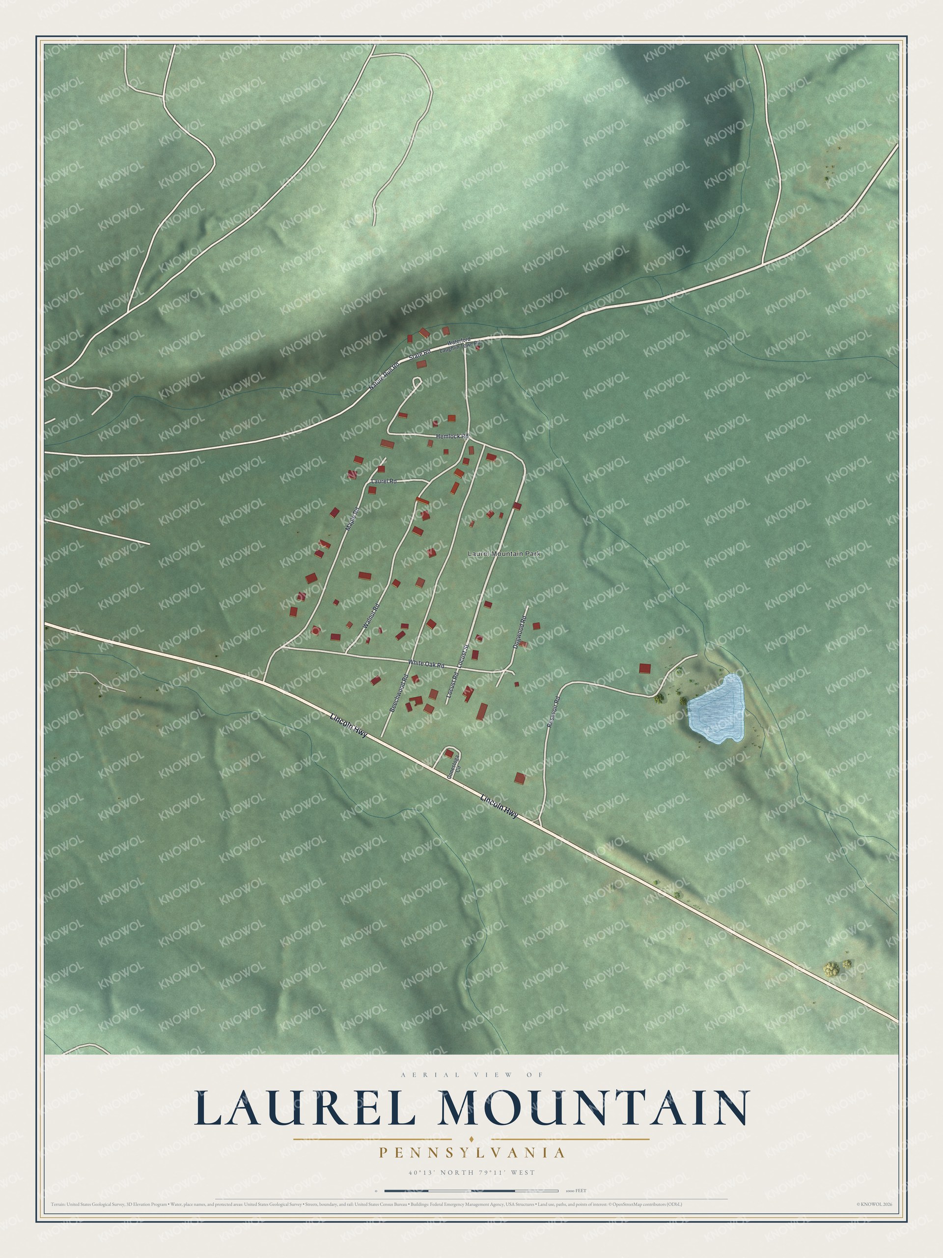 Watermarked full-map preview of Laurel Mountain, Pennsylvania