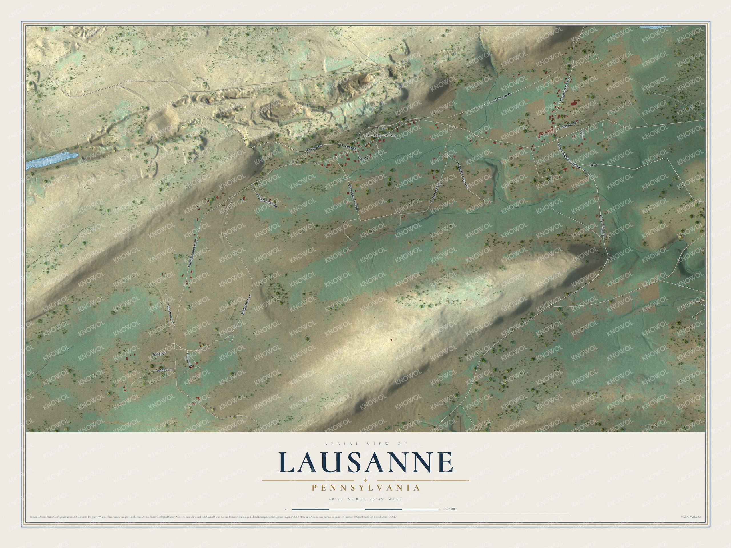 Watermarked full-map preview of Lausanne, Pennsylvania