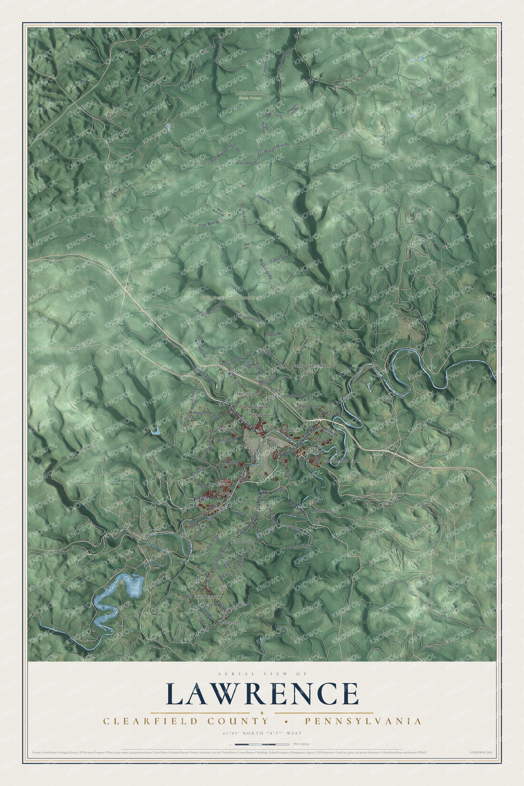 Watermarked full-map preview of Lawrence, Pennsylvania