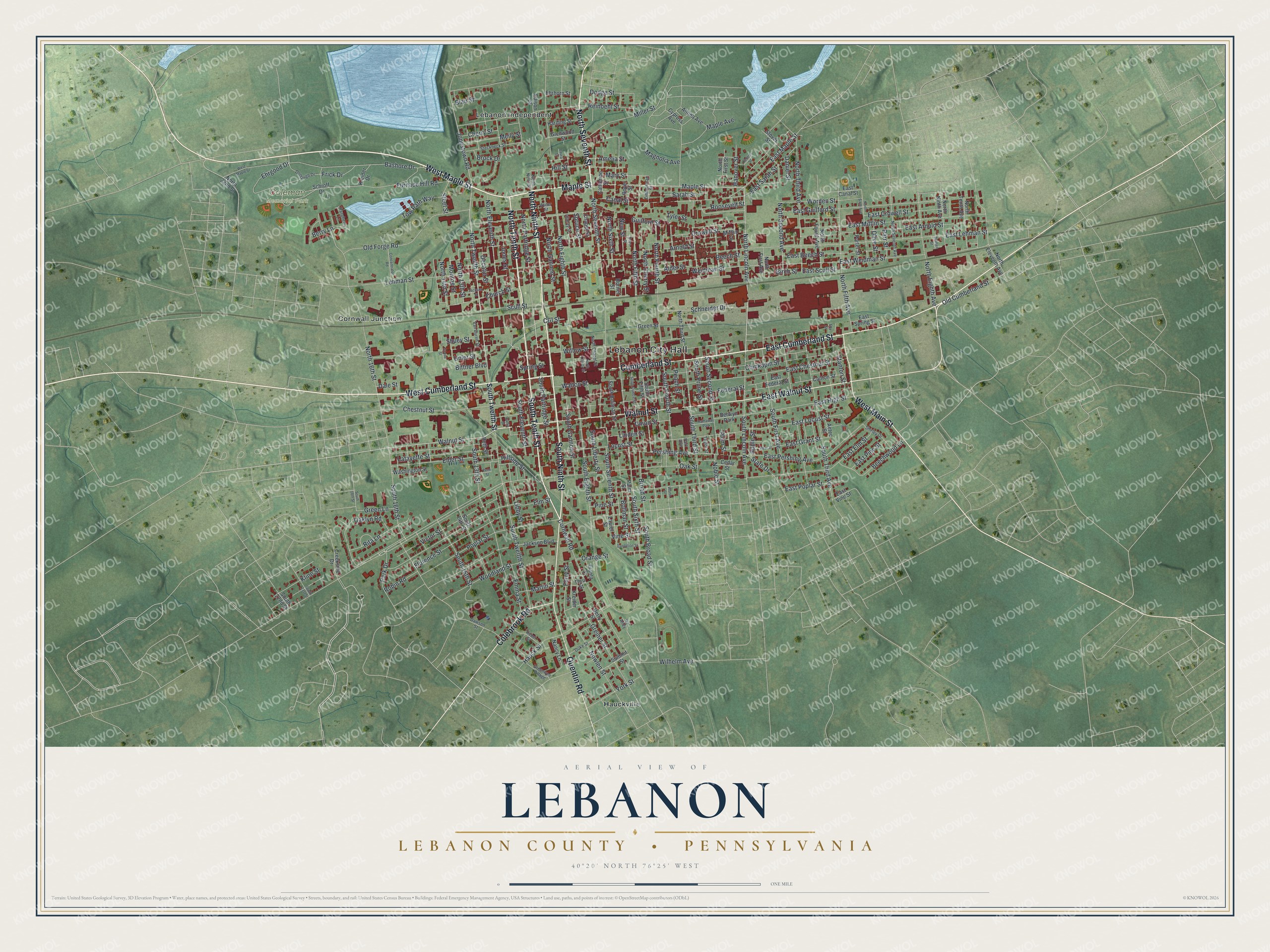 Watermarked full-map preview of Lebanon, Pennsylvania