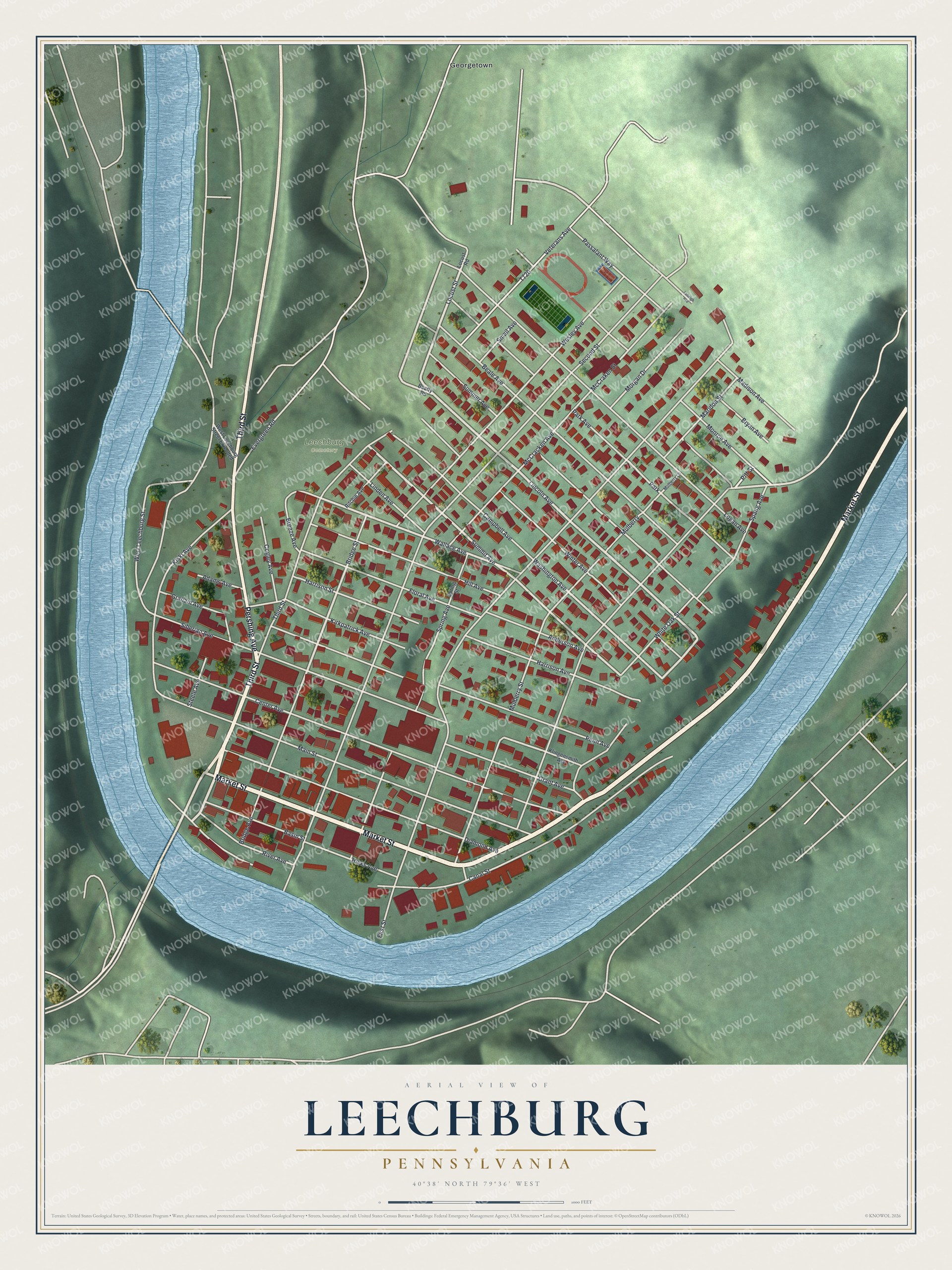 Watermarked full-map preview of Leechburg, Pennsylvania