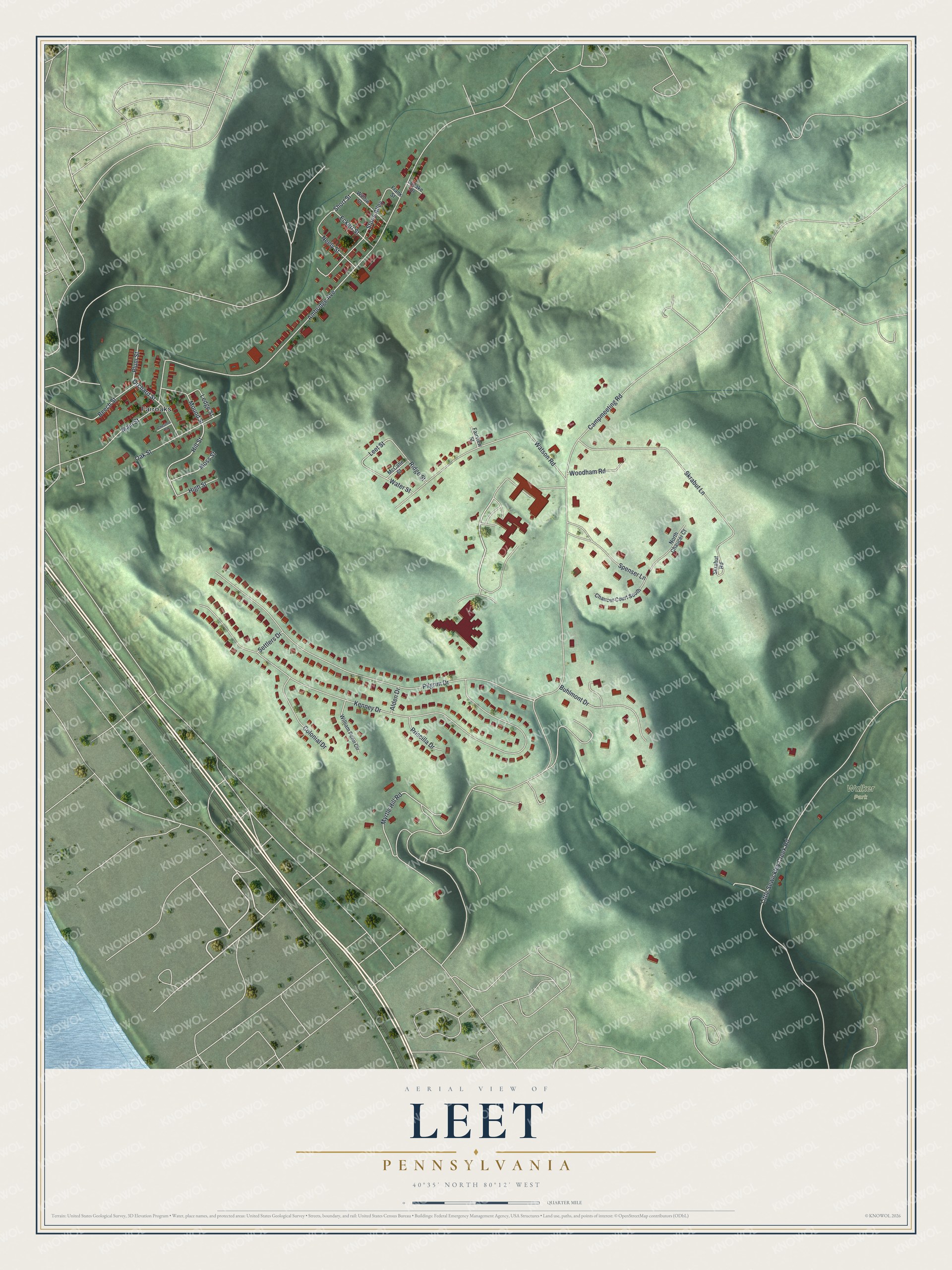 Watermarked full-map preview of Leet, Pennsylvania