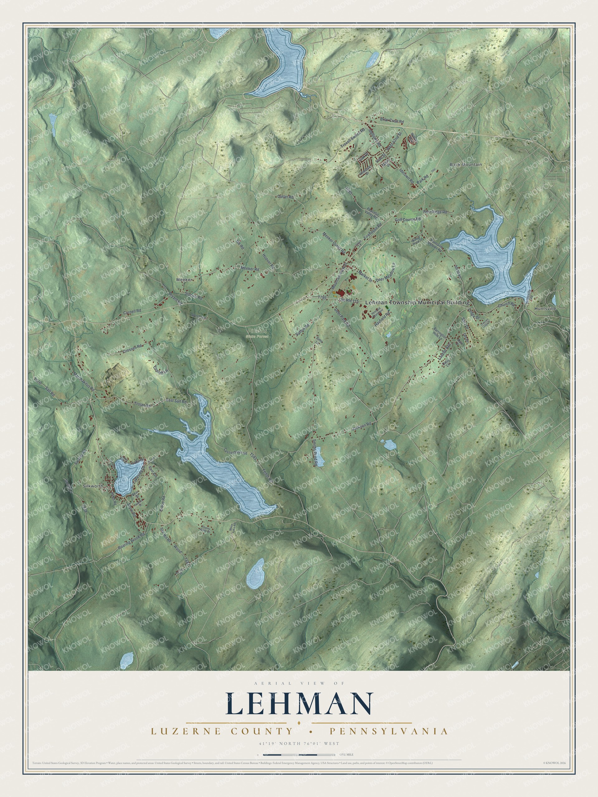 Watermarked full-map preview of Lehman, Pennsylvania