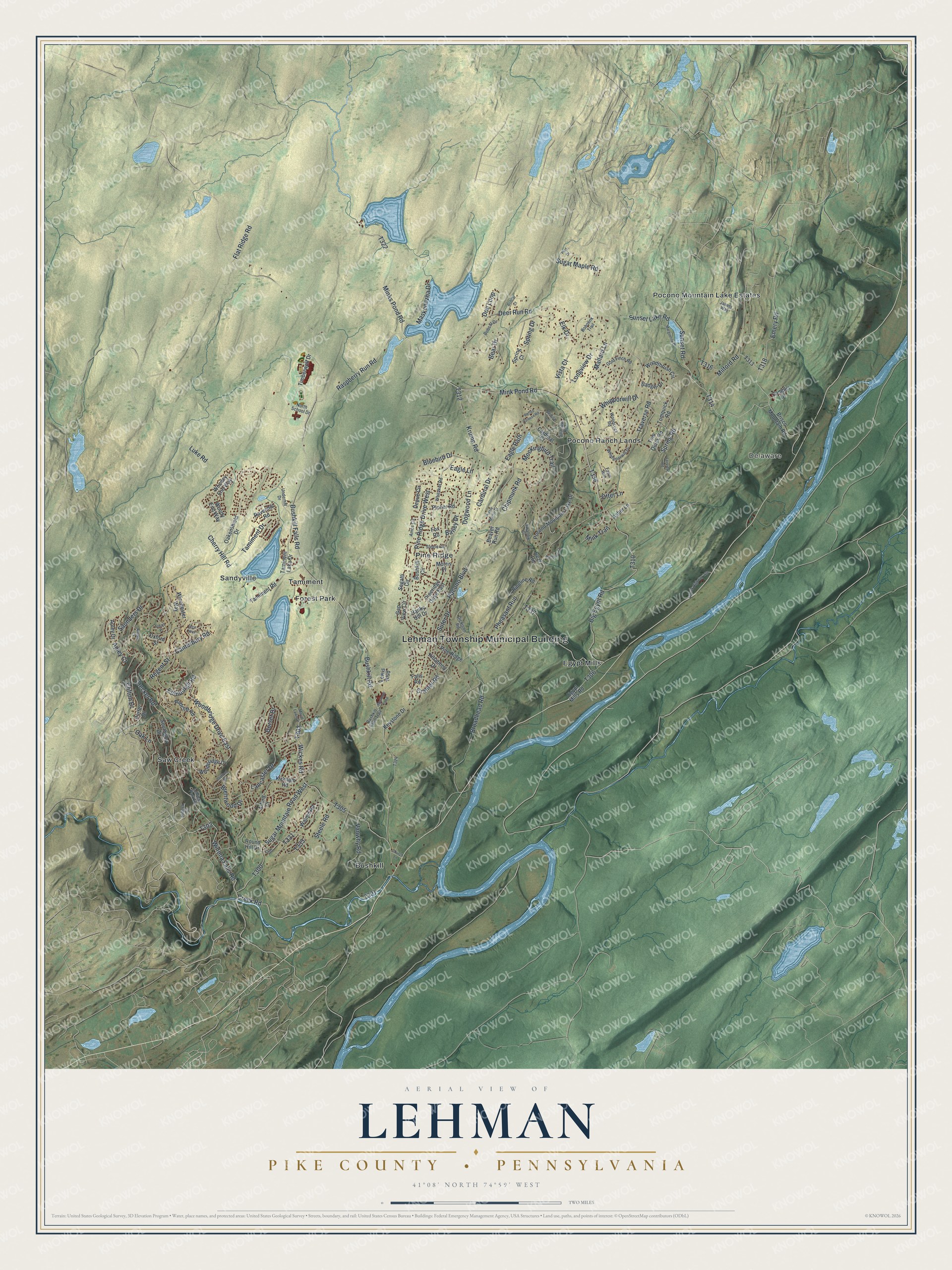 Watermarked full-map preview of Lehman, Pennsylvania